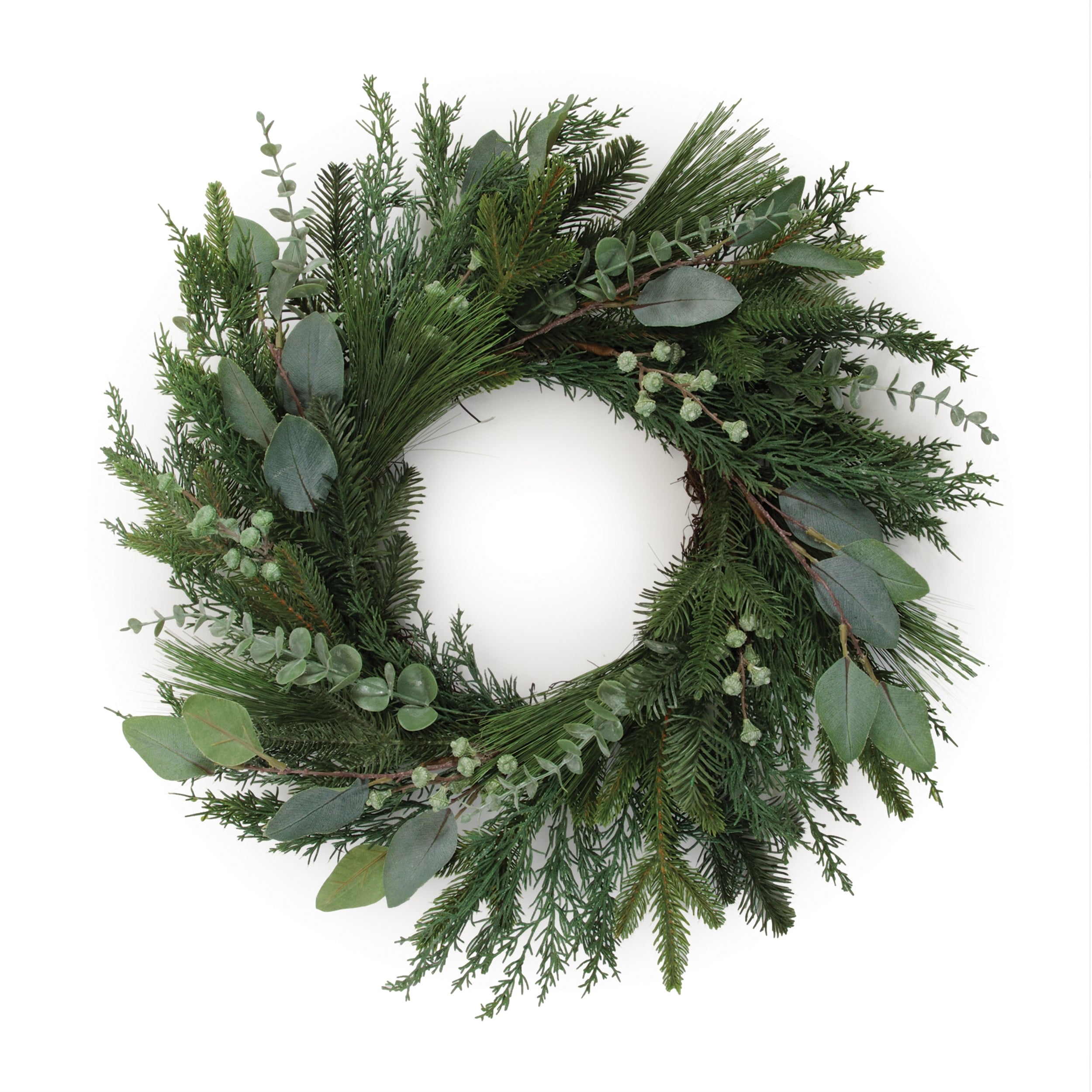 Pine and Eucalyptus Wreath 24”D /Twig