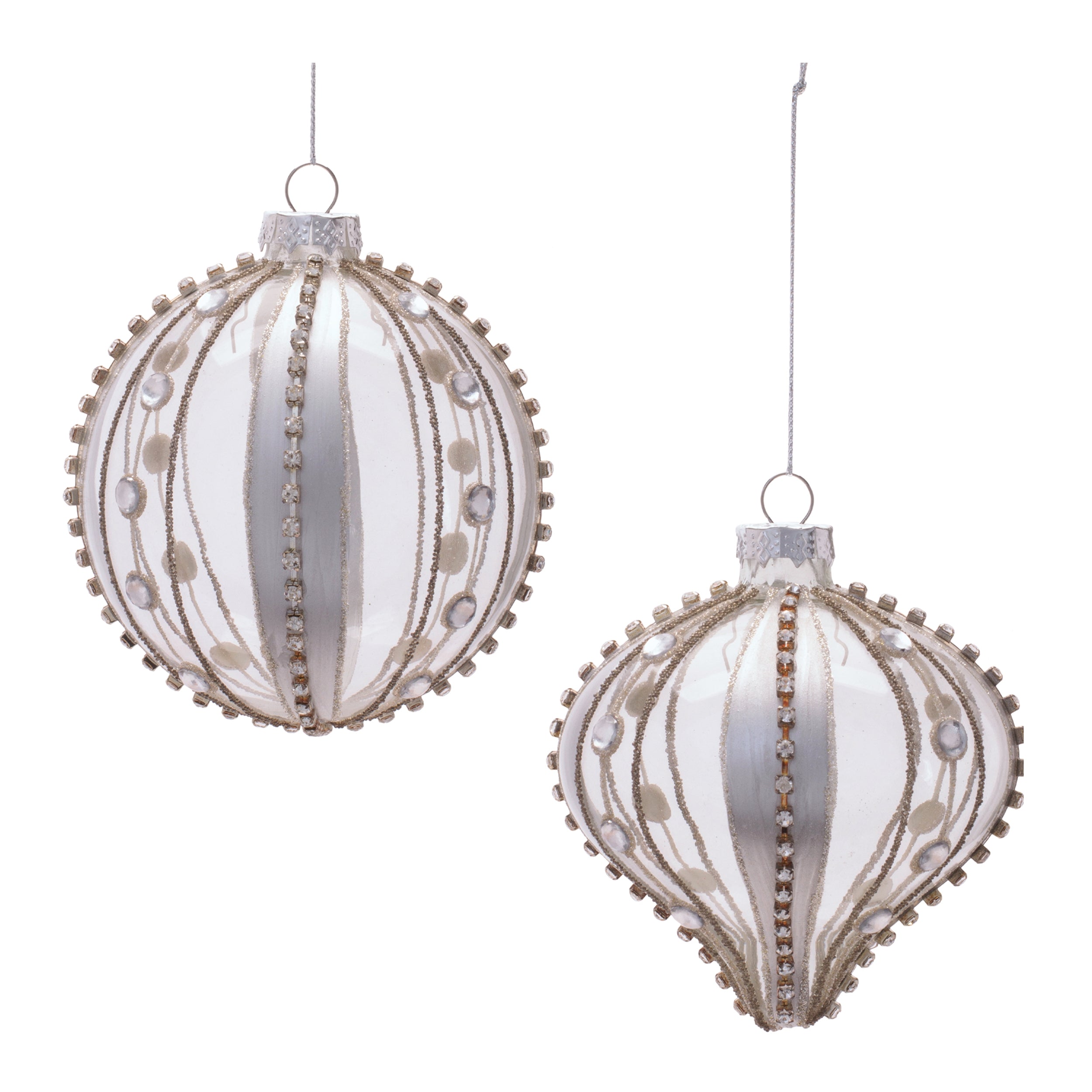 Ornament (2 set of) 4"D, 3.5"H Glass