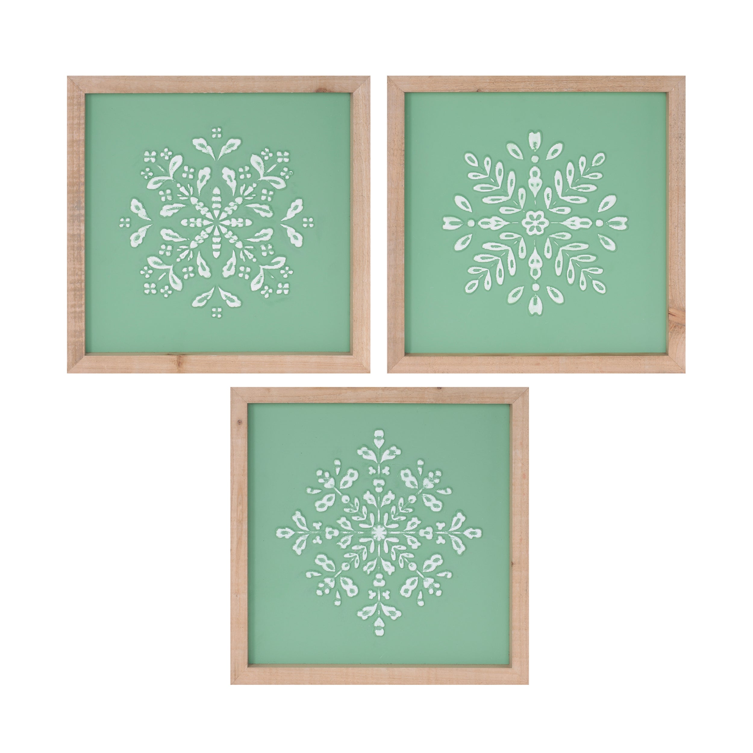 Framed Snowflake Print (3 set of) 12”SQ MDF/Wood