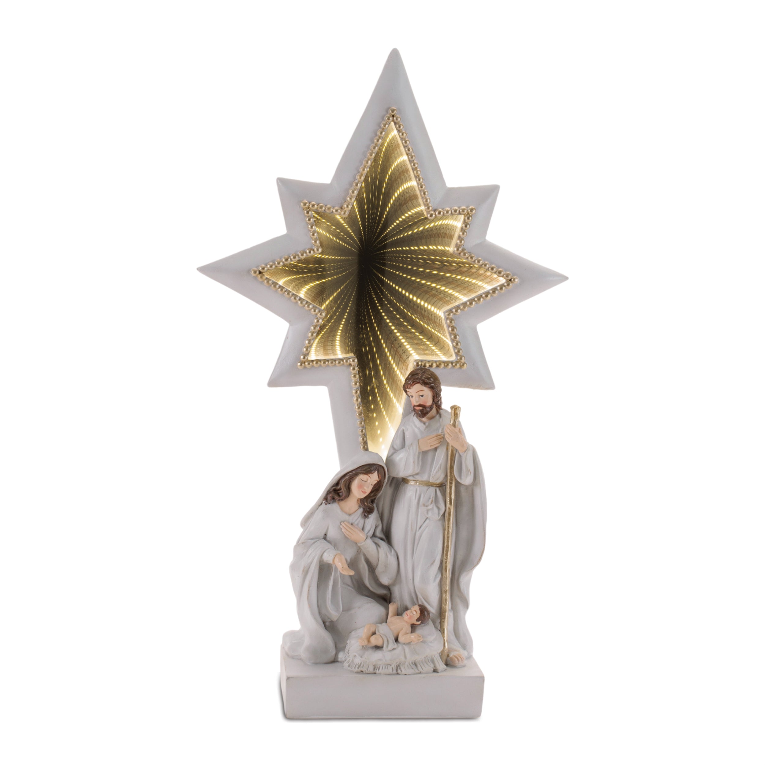Holy Family w/Star 15.5”H Resin/Acrylic USB Cord Included