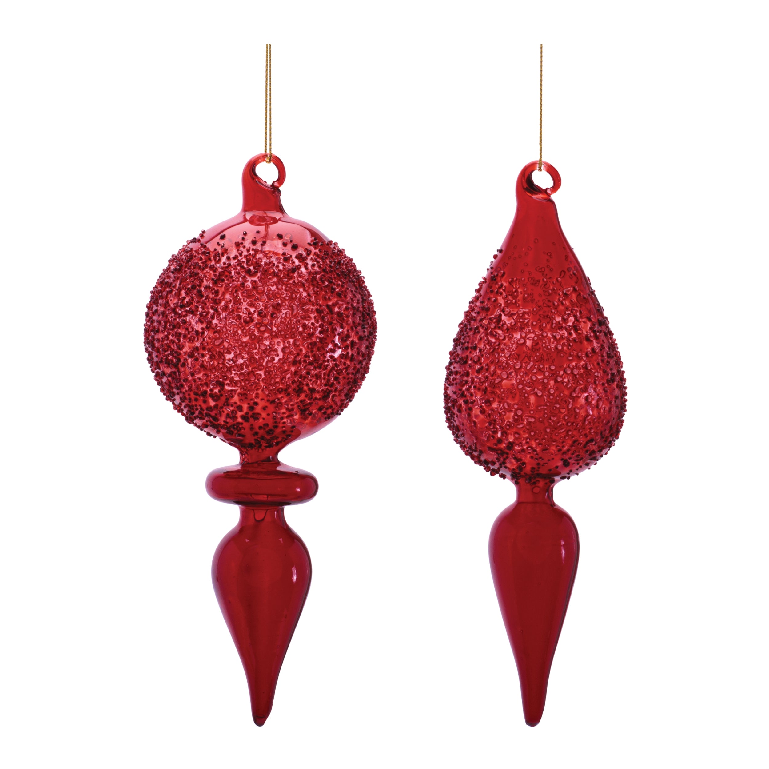 Ornament (2 set of) 7"H, 7.5"H Glass