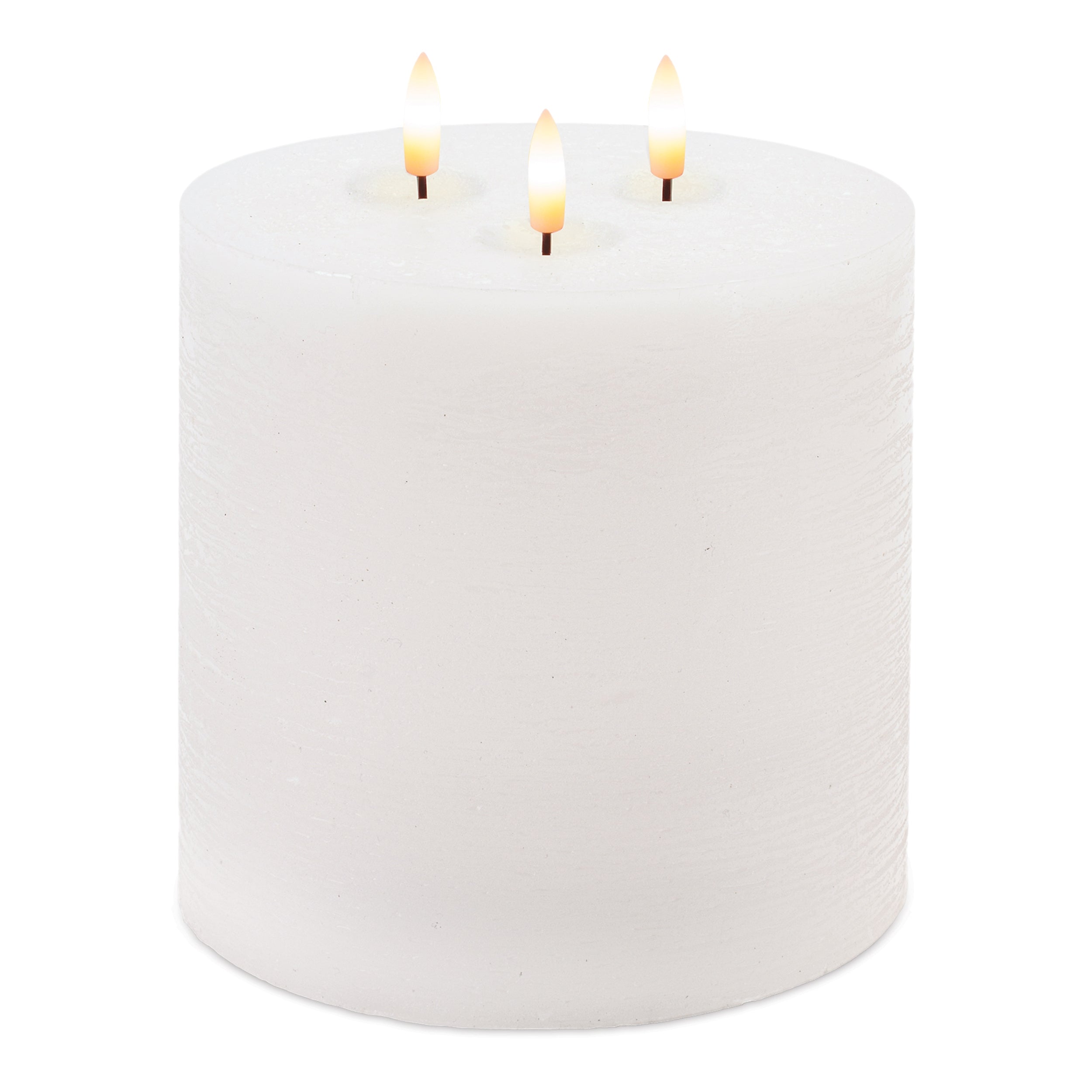 FIA Wick Candle WHITE 6"D x 6"H Wax/ 4 & 8 Hr Timer 3 C Batteries Not Included