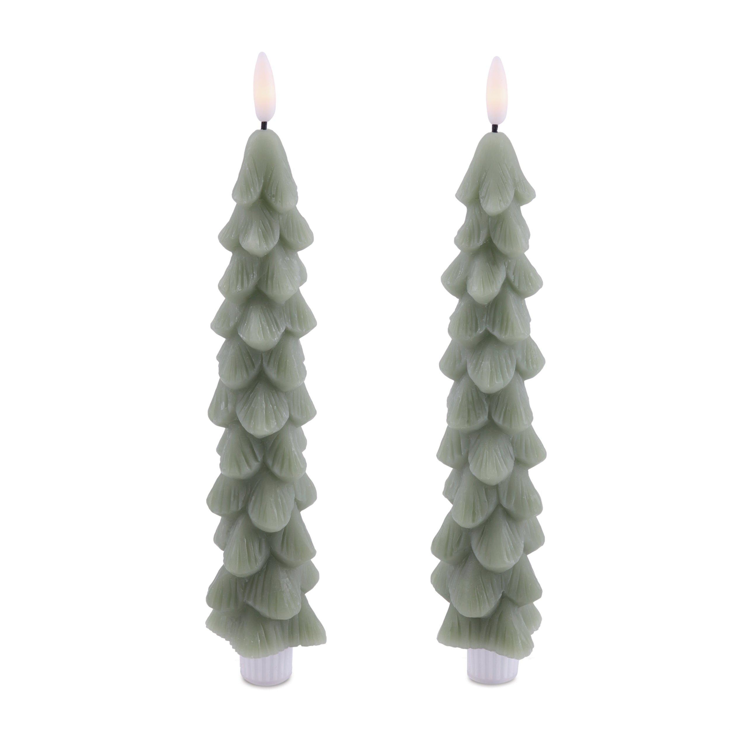 Tree Taper Candle (Set of 2) 9.5”H Wax/ 4 & 8 Hr Timer 2 AAA Batteries Not Included