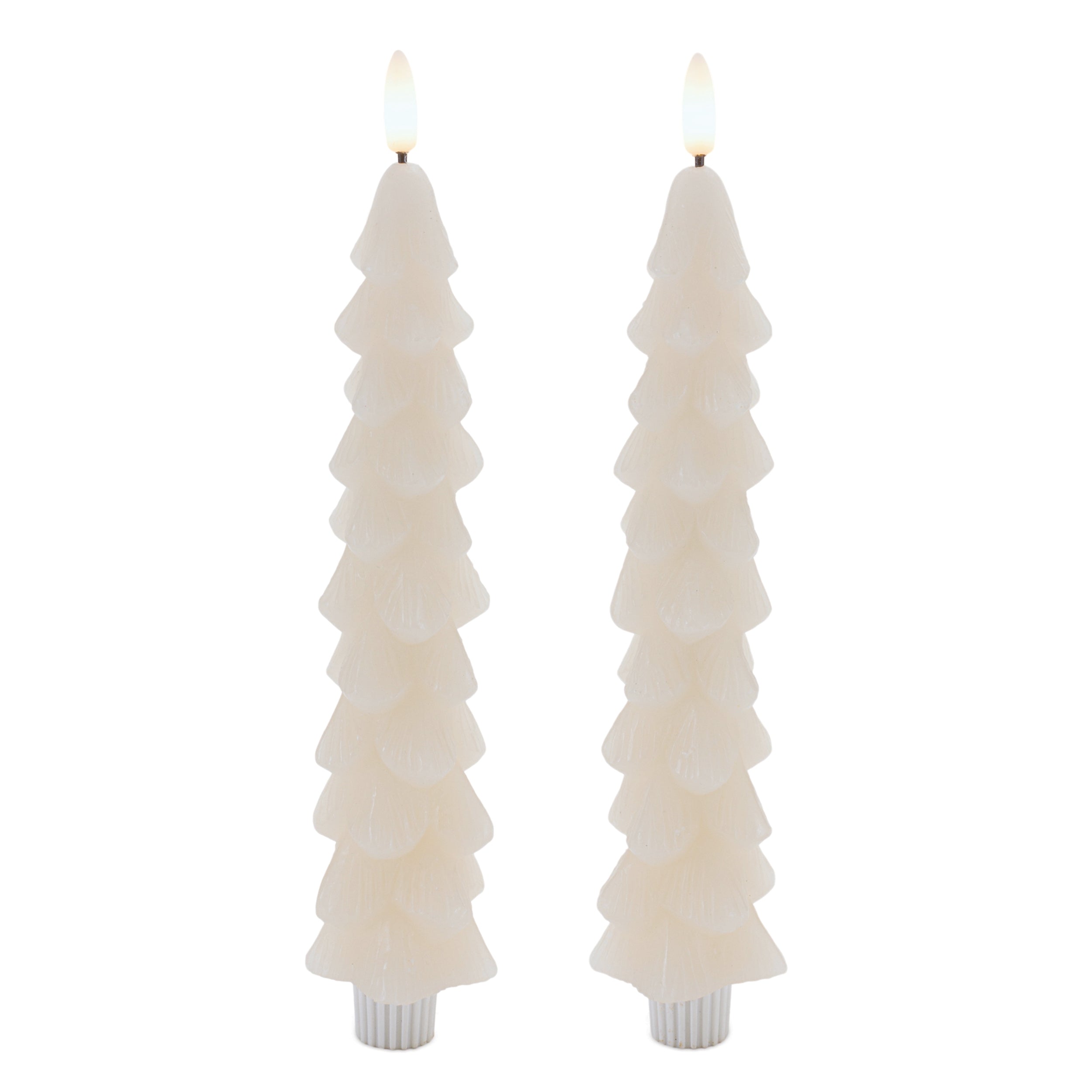 Tree Taper Candle (Set of 2) 9.5”H Wax/ 4 & 8 Hr Timer 2 AAA Batteries Not Included