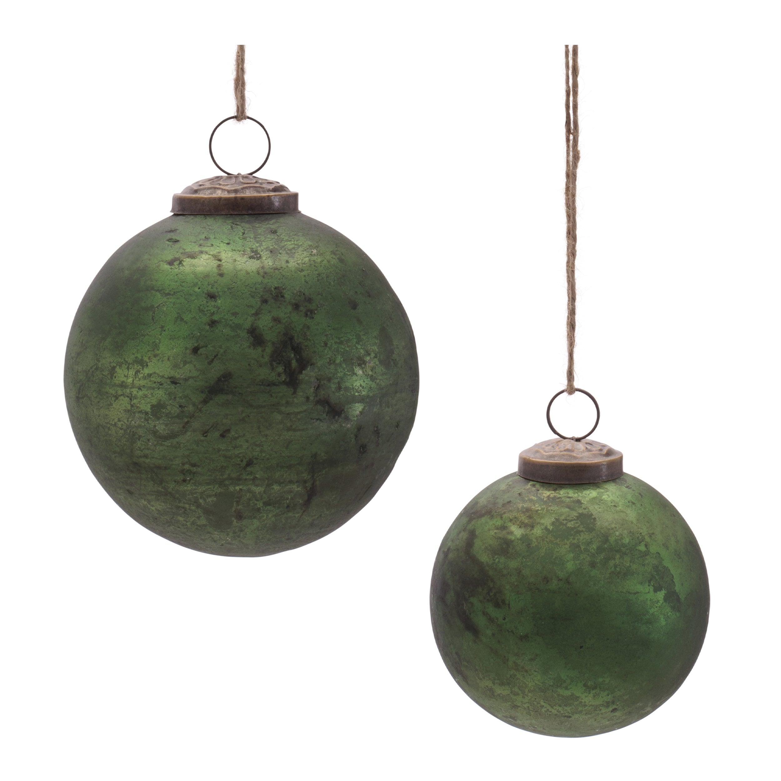 Ball Ornament (Set of 2) 3"D, 4"D Glass