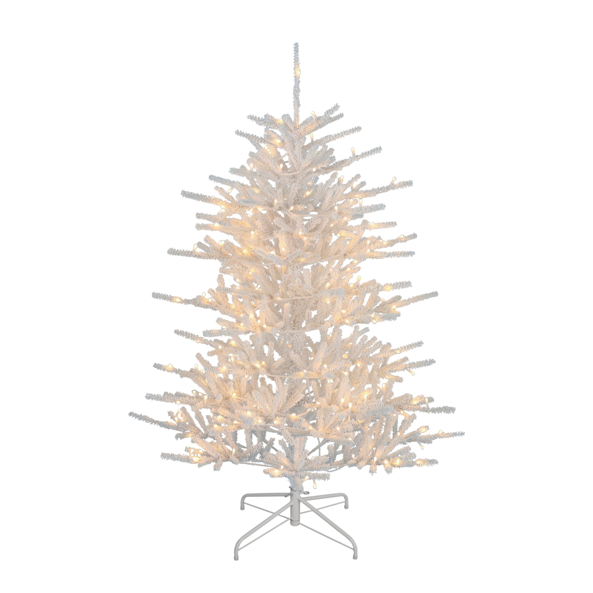 Flocked Pine Tree w/300 LED Lights and 766 Tips 42”D x 5'H PVC/Metal UL Plug