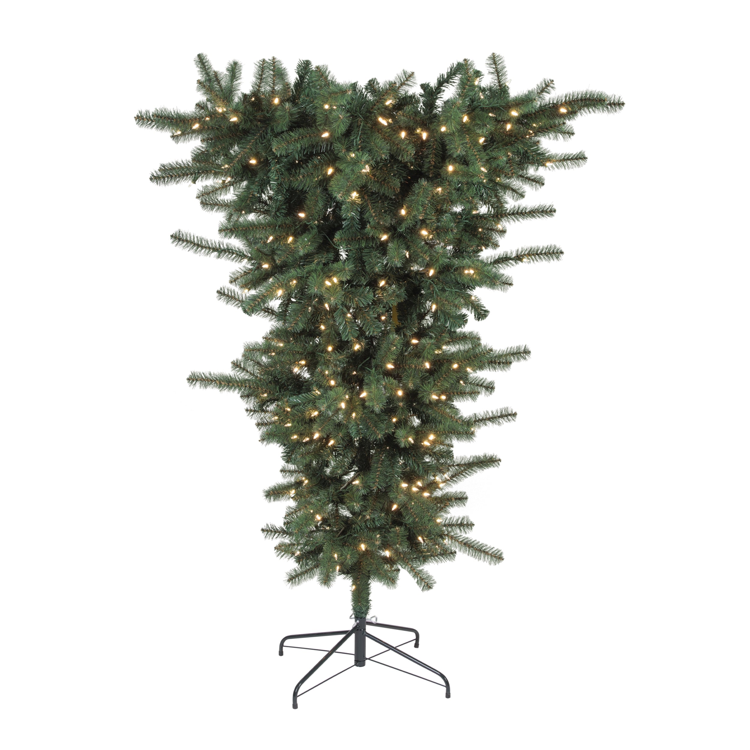 Upside Down Pine Tree w/370 LED Lights and 776 Tips 46”D x 5'H PVC/Metal UL Plug