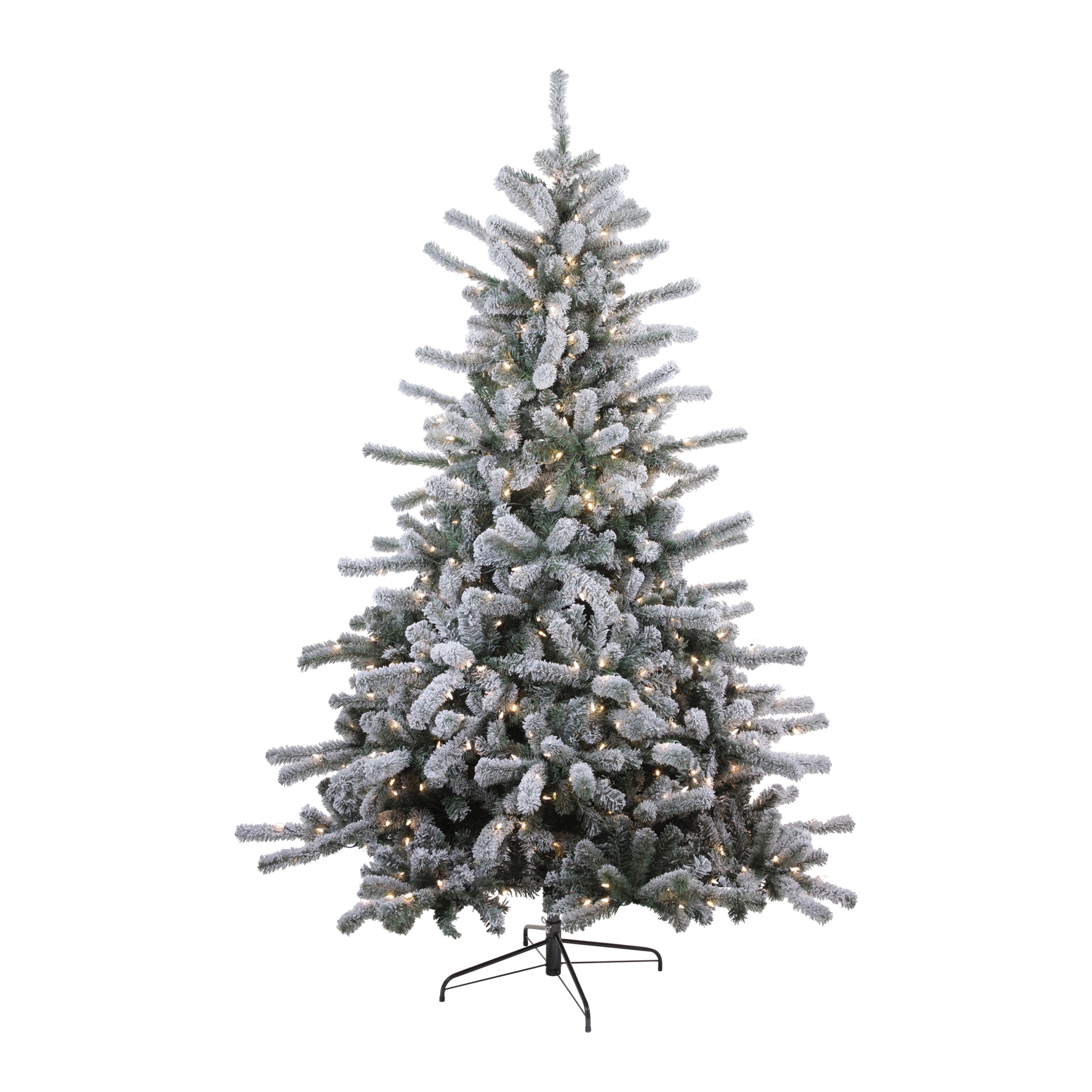 Flocked Pine Tree w/650 LED Lights and 1555 Tips 61”D x 7.5'H PVC/Metal UL Plug