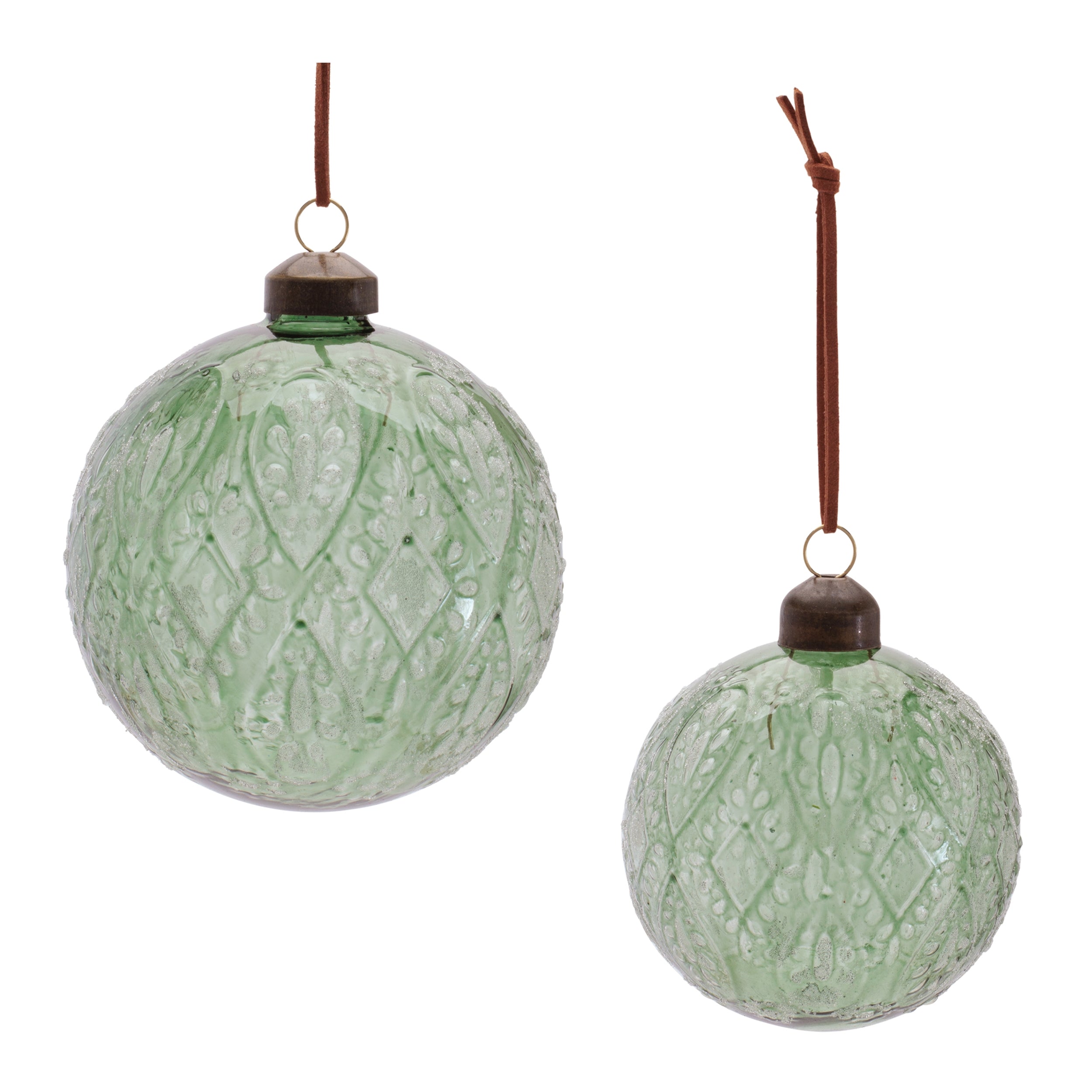 Ball Ornament (Set of 2) 3"D, 4"D Glass