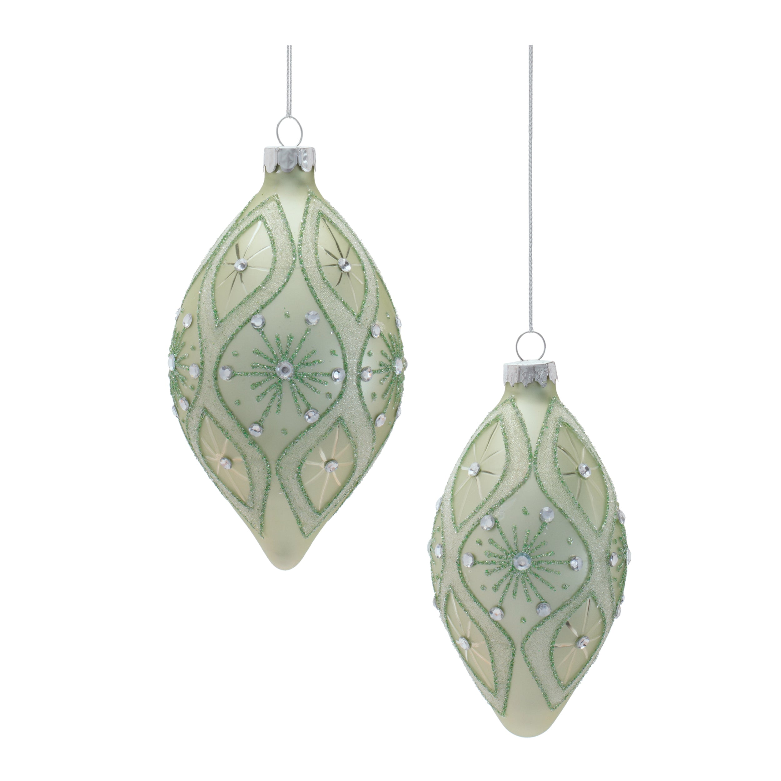 Ornament (Set of 2) 4.75"H, 5.25"H Glass