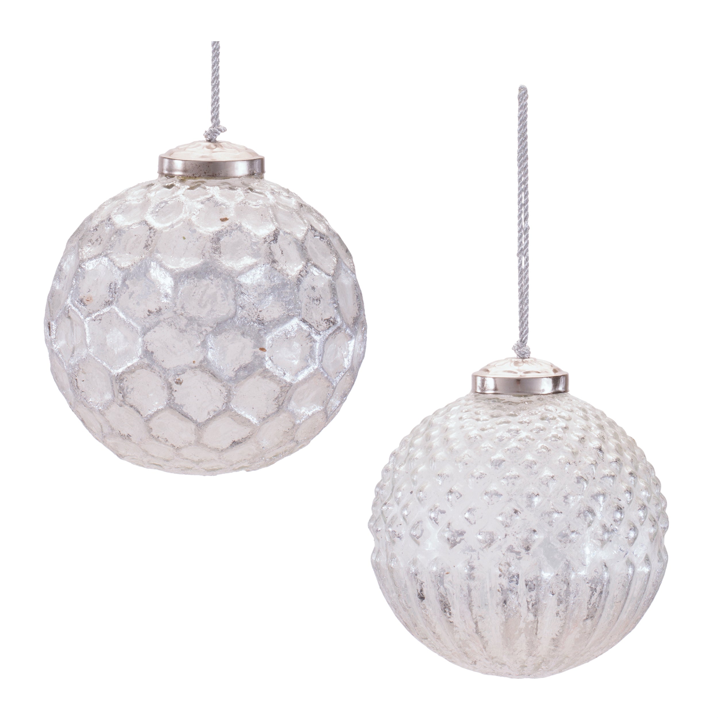 Ball Ornament (2 set of) 4”D Glass