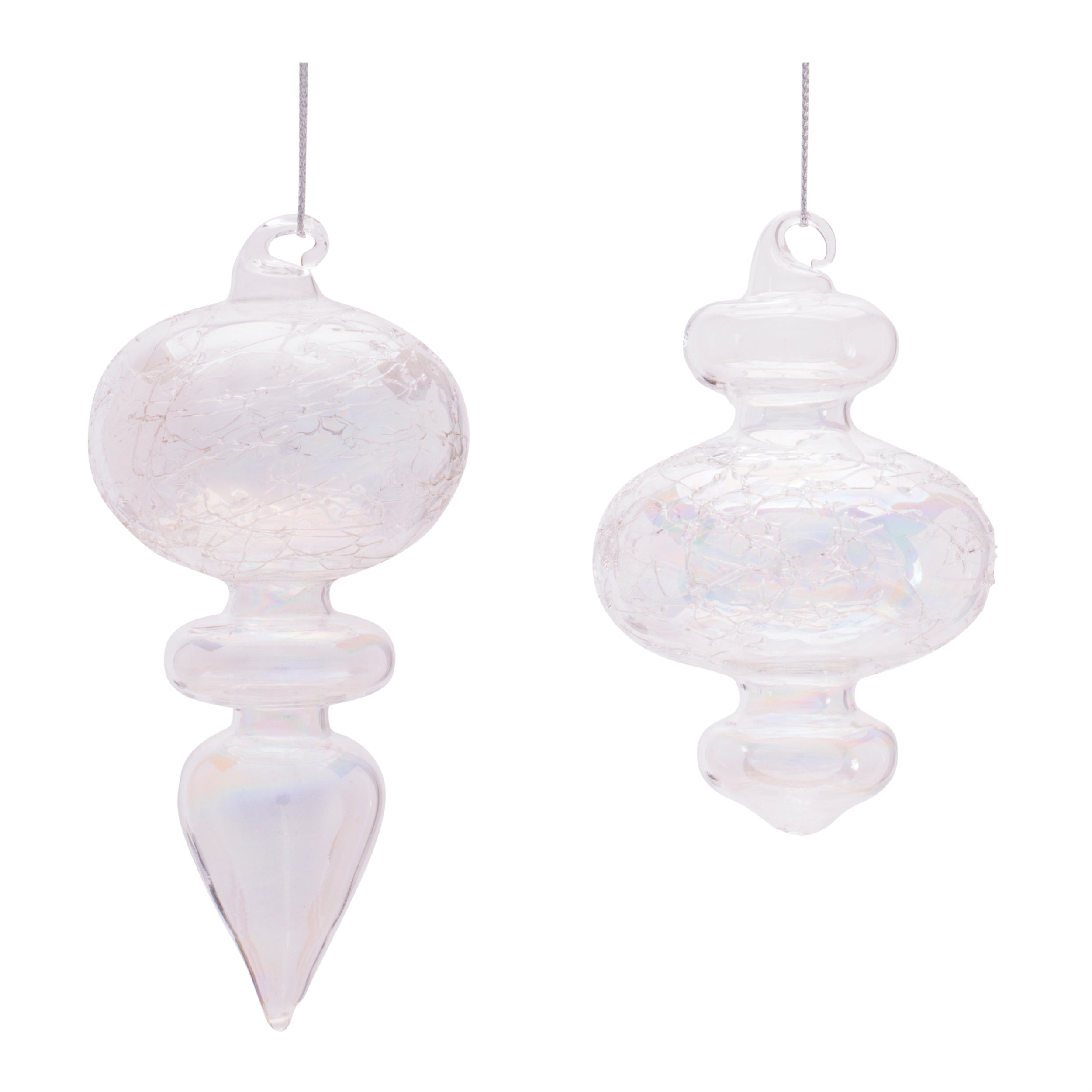 Ornament (Set of 2) 3"H, 4.5"H Glass