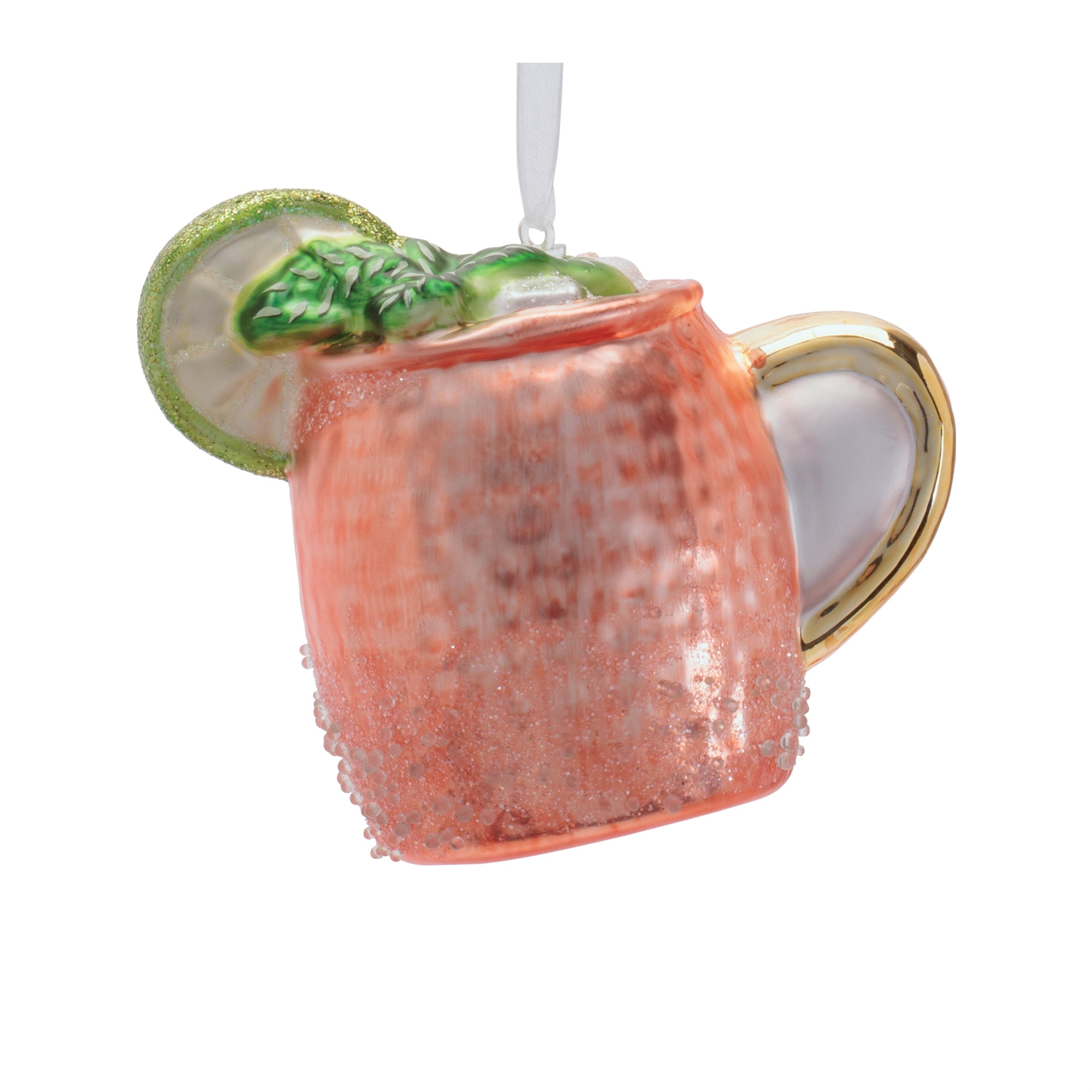 Cocktail Ornament (Moscow Mule) 3.5”H Glass