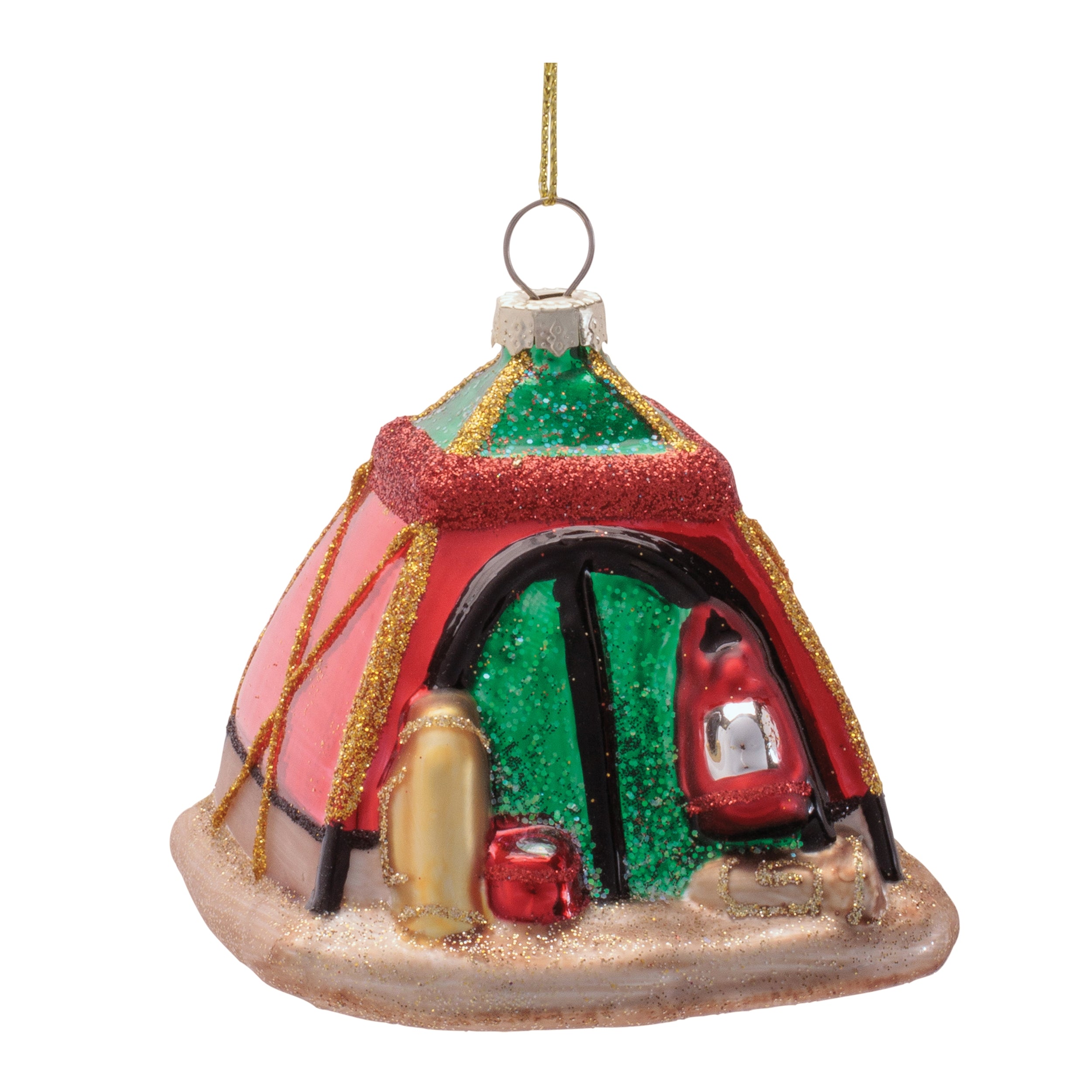 Tent Ornament 3”H Glass