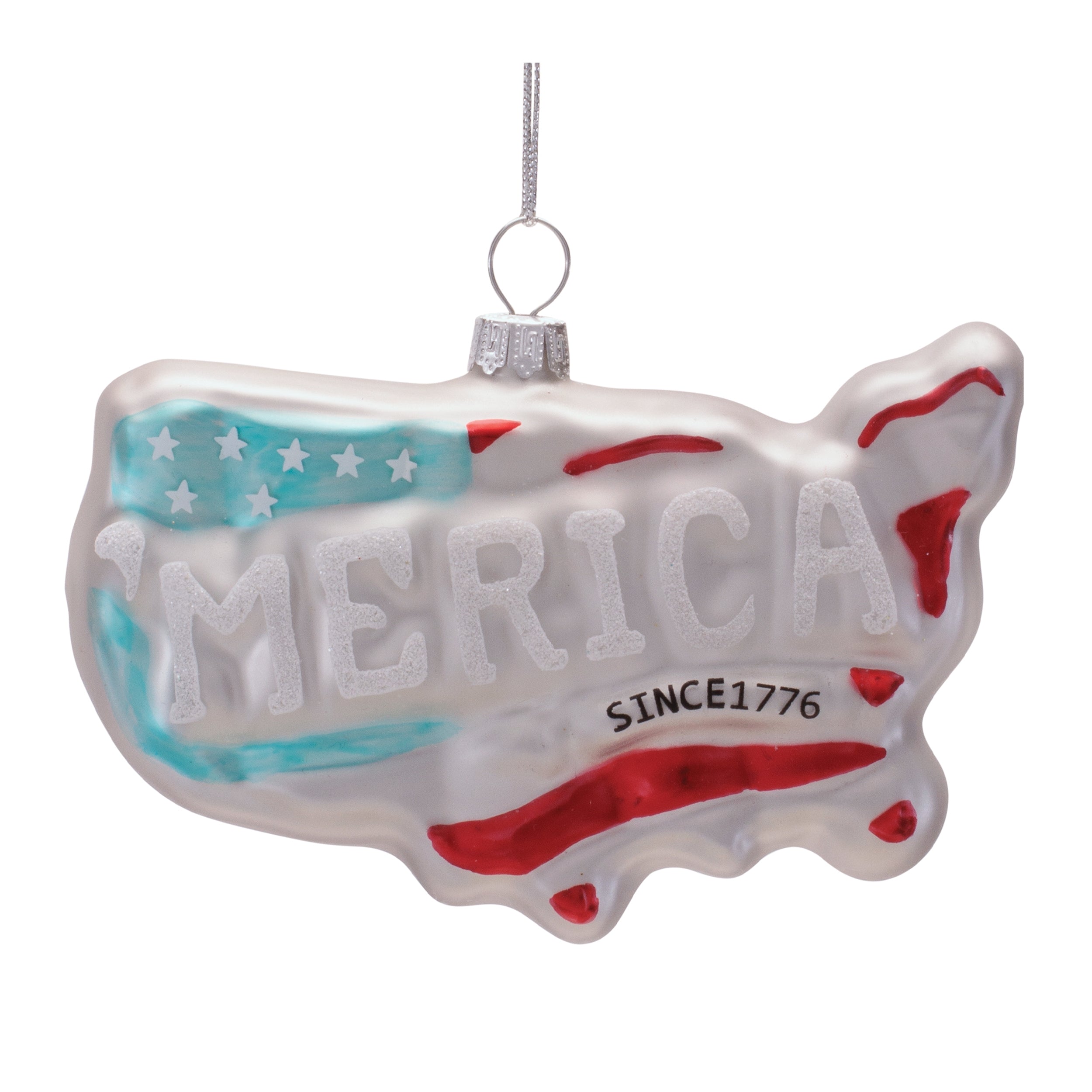 'merica Ornament 4"L x 1.25"H Glass