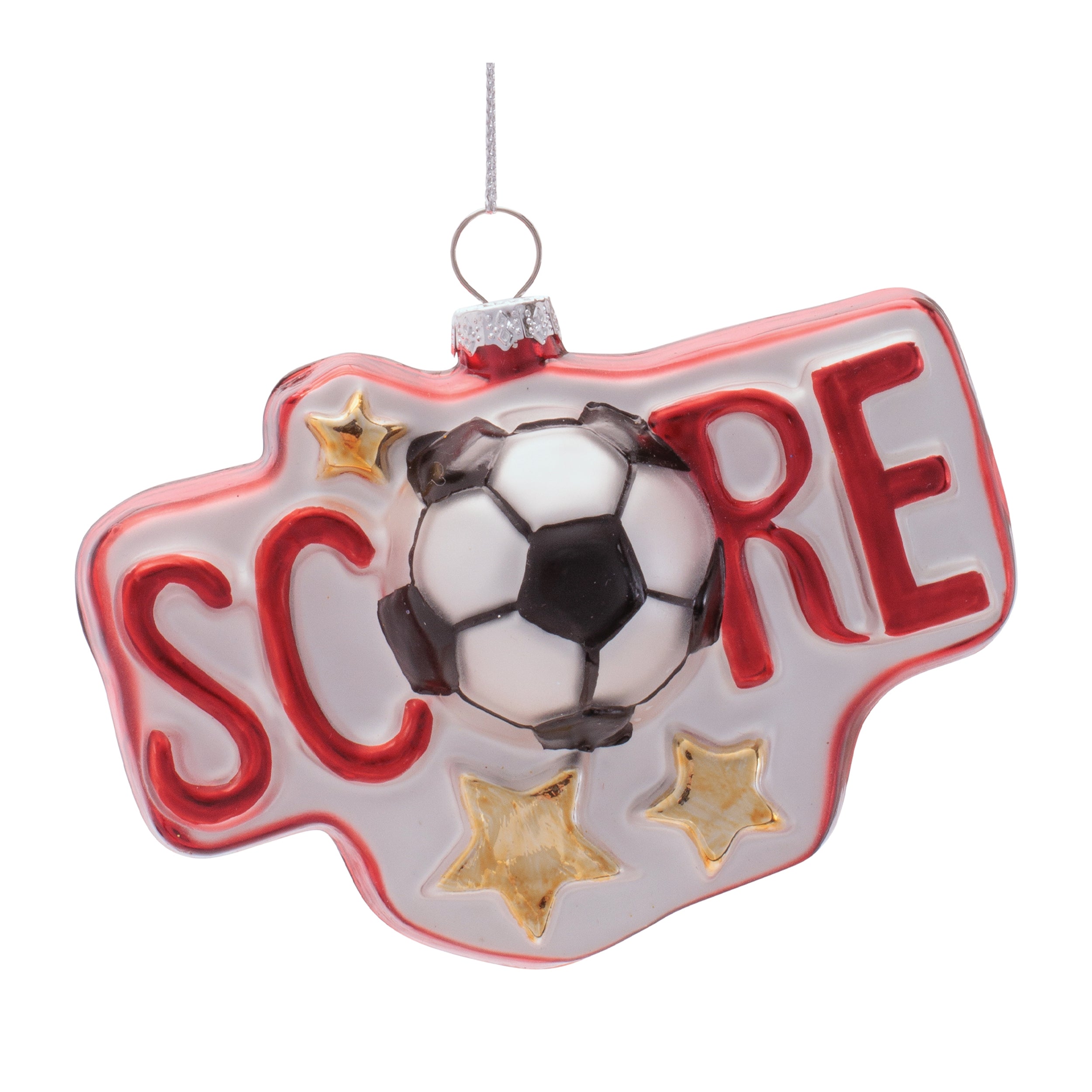 Soccer Goal Ornament 3.5”H Glass