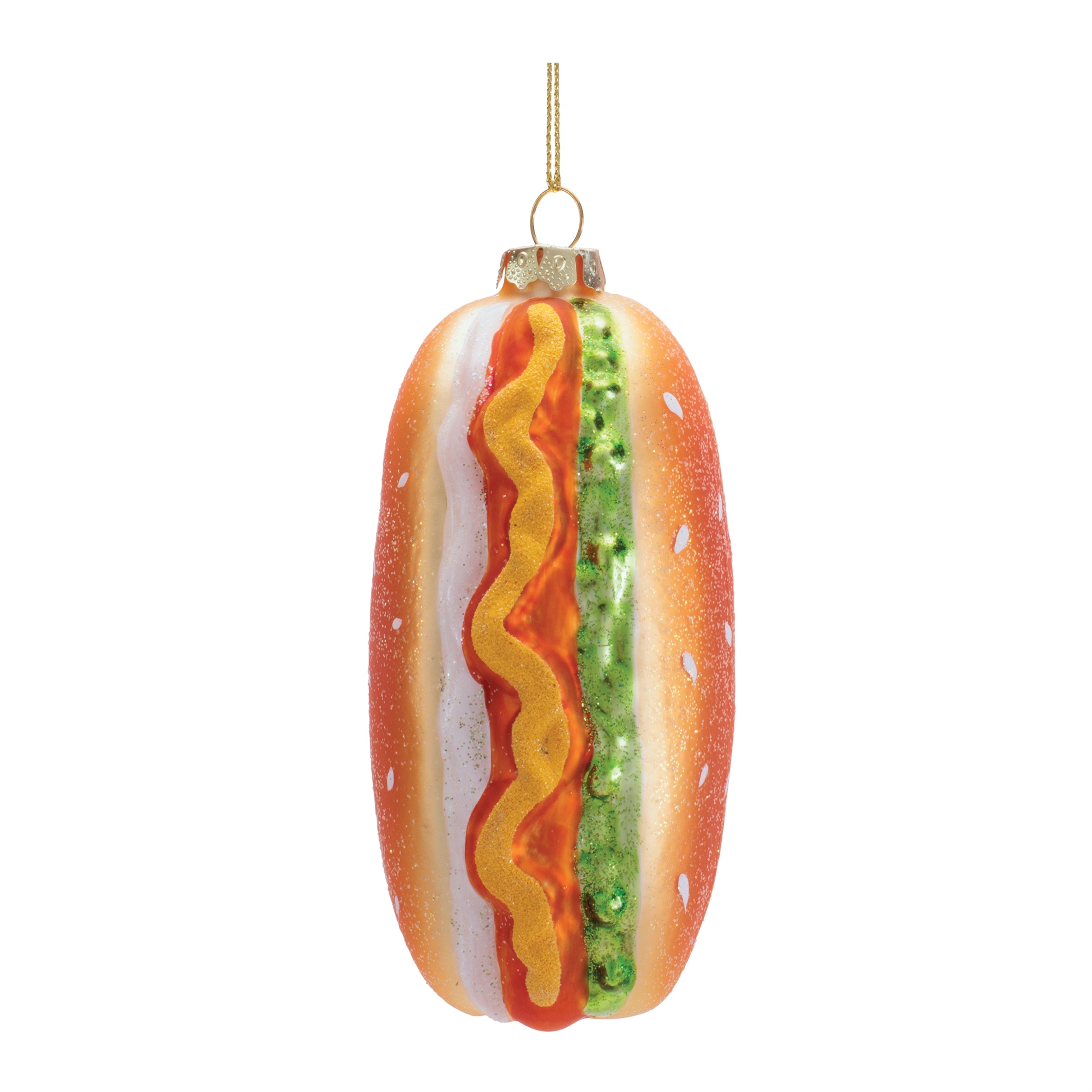 Hot Dog Ornament 4.5”H Glass