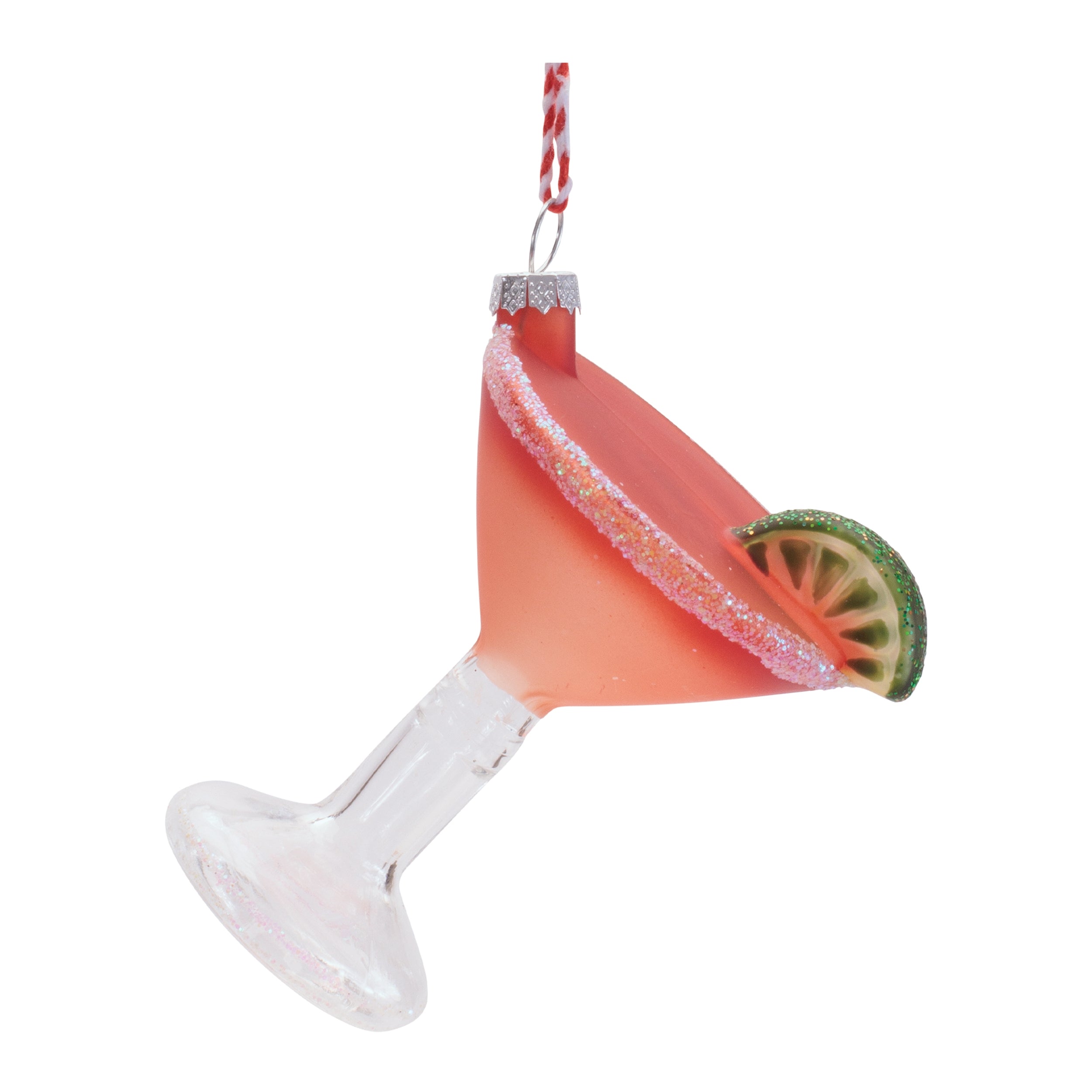 Strawberry Margarita Ornament 3.5”H Glass