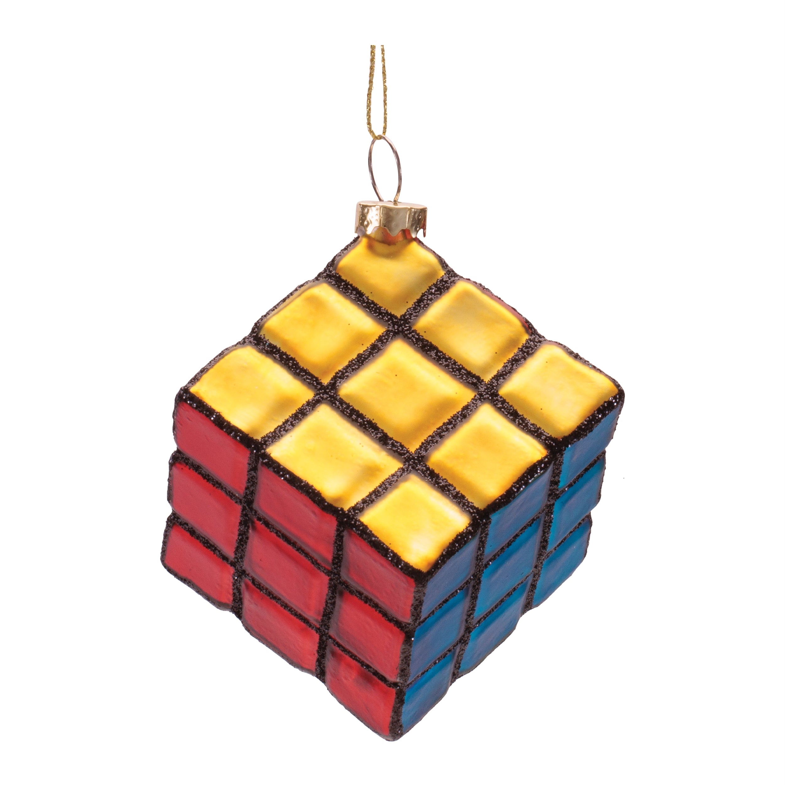 Rubik's Cube Ornament 2.5”H Glass