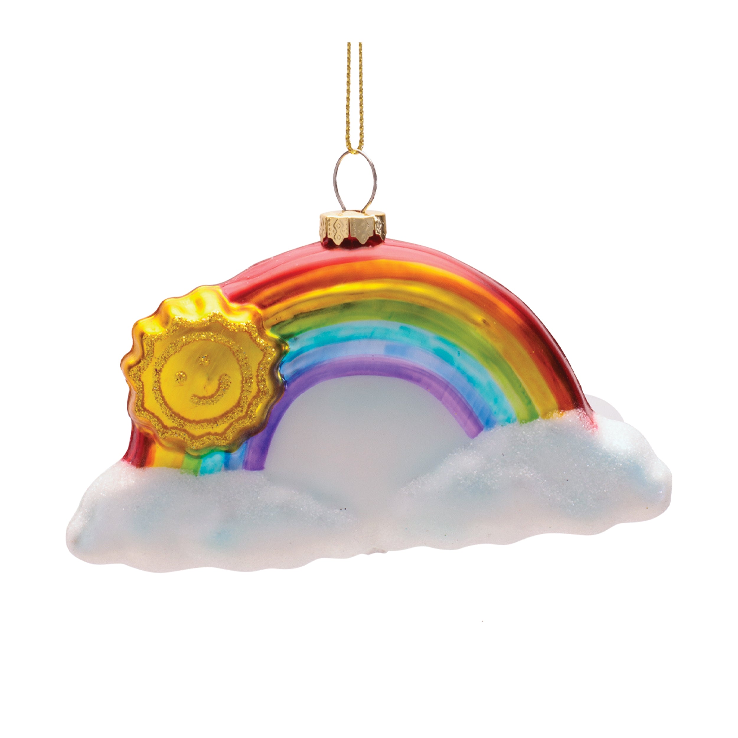 Rainbow and Sun Ornament 3.5”H Glass