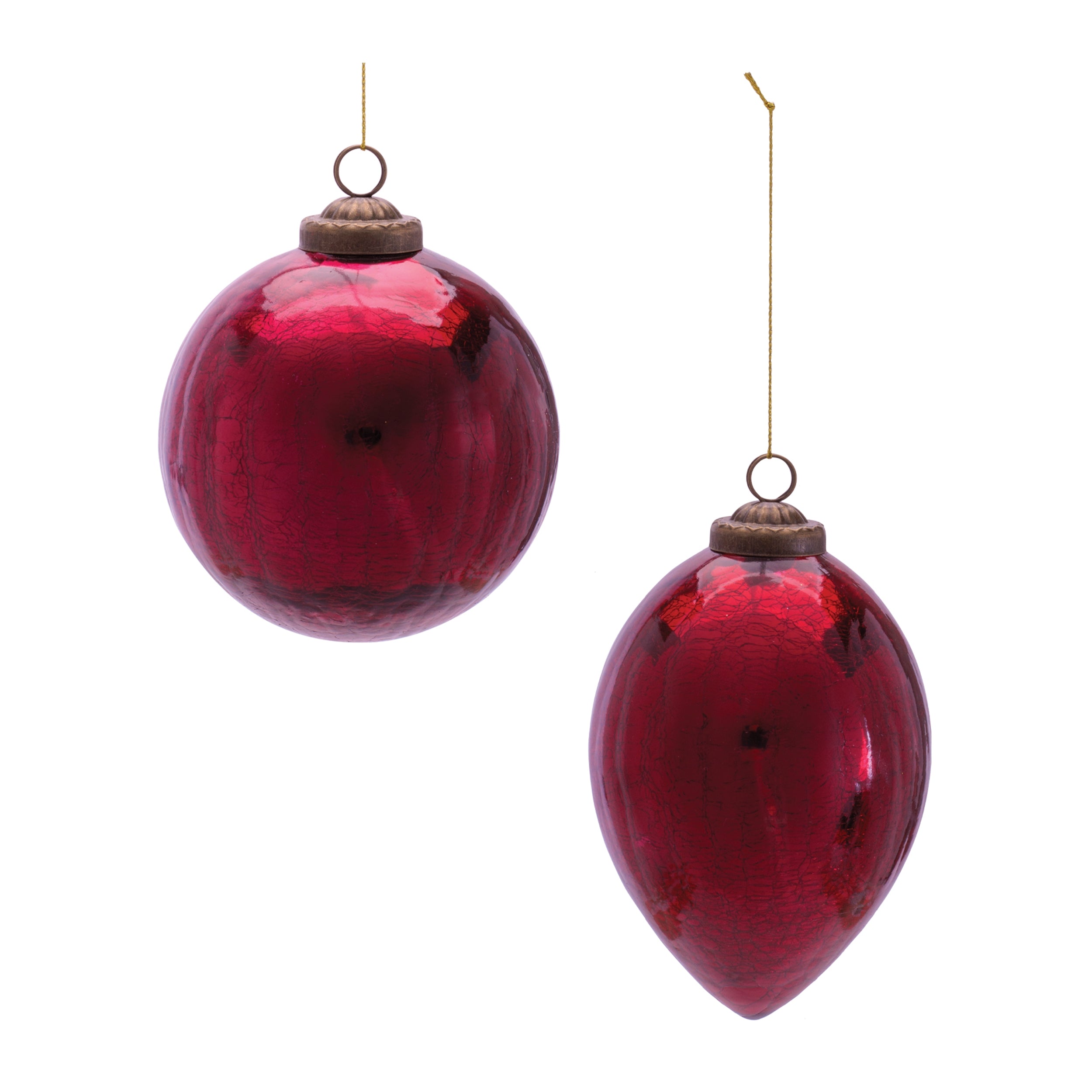 Ornament (2 set of) 4"D, 5"H Glass