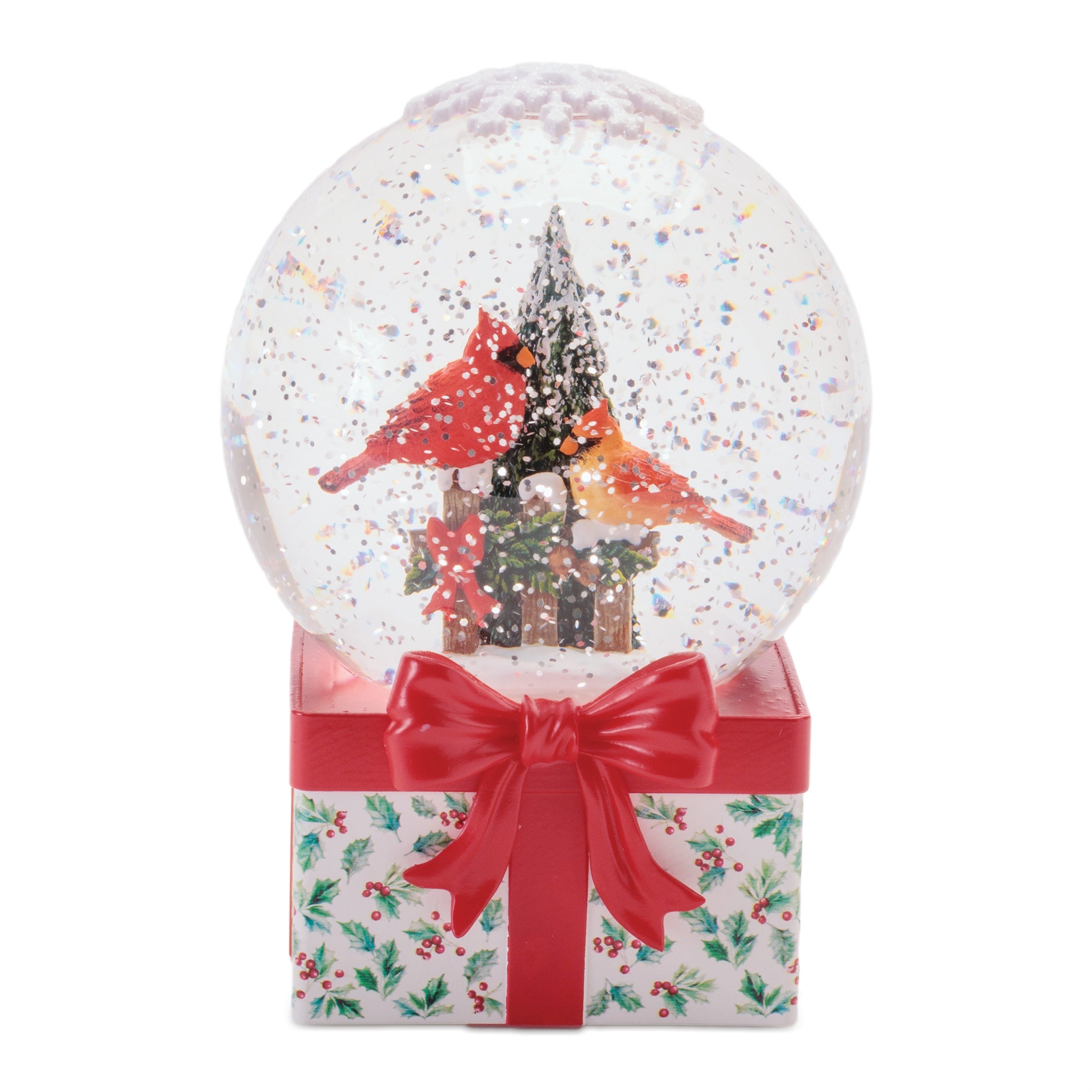 LED Cardinal Snow Globe 6.5”H  3 AA Batteries Not Included