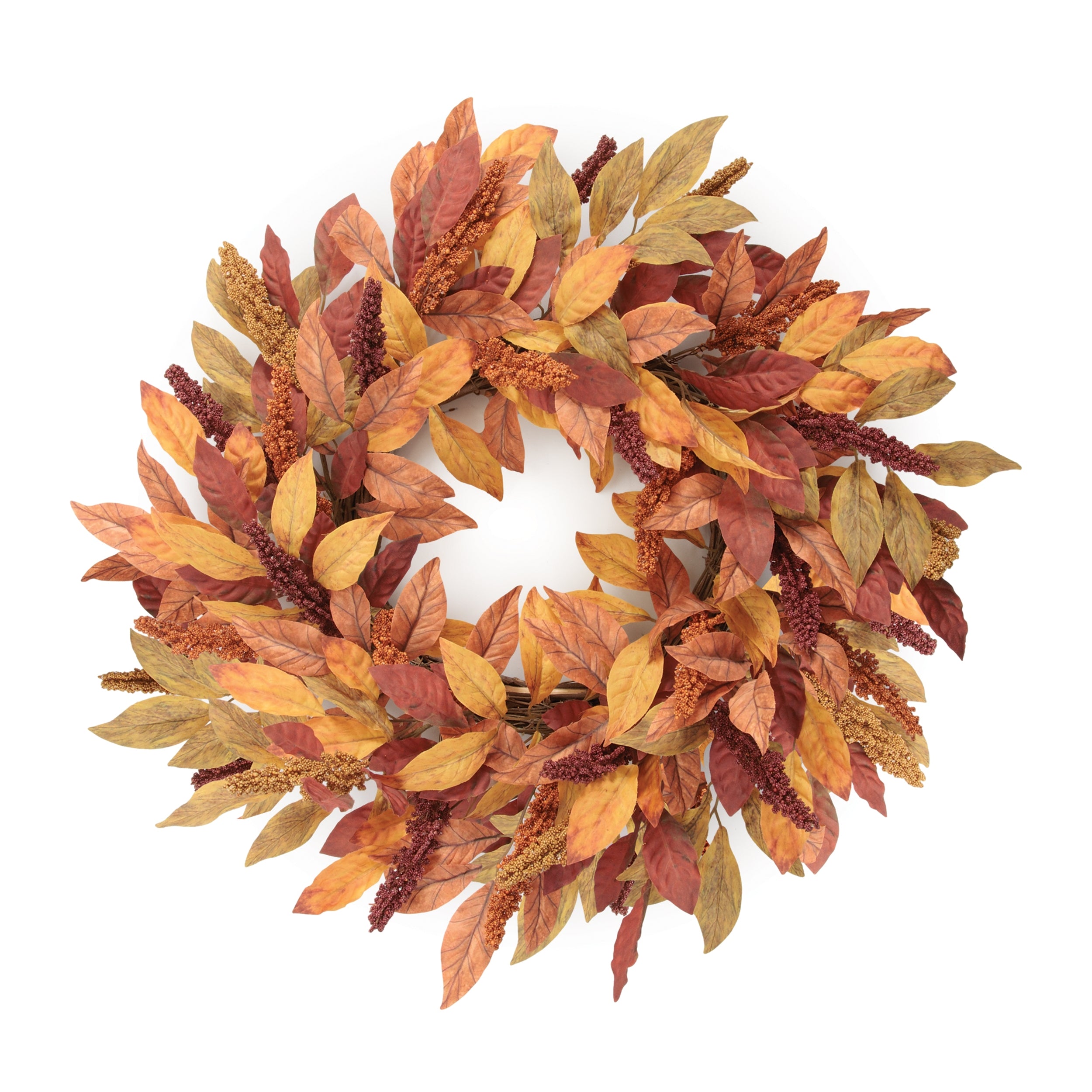 Fall Leaf Wreath 24”D Polyester/Twig