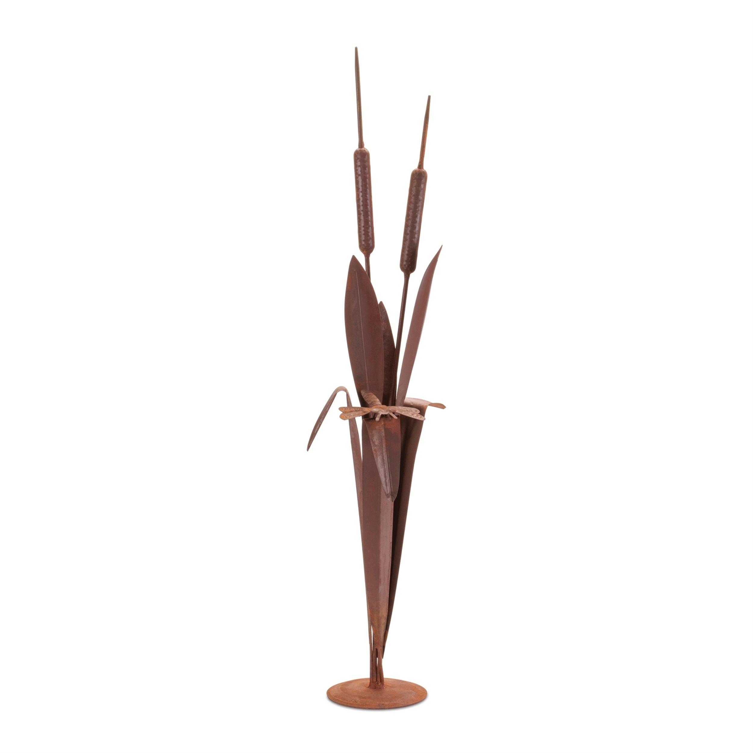 Dragonfly and Cattail Décor 36”H Iron