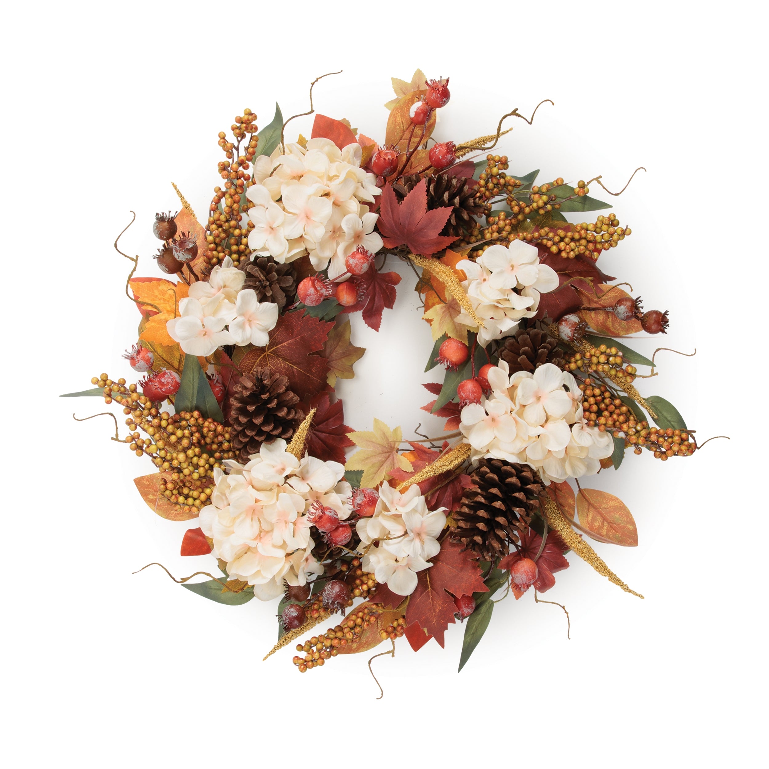 Fall Hydrangea Wreath 22”D /Polyester/Twig