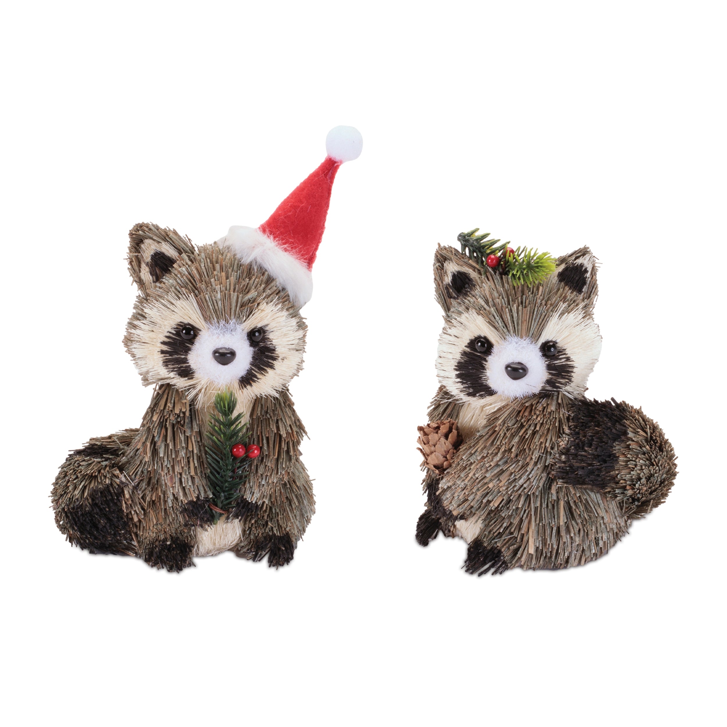 Holiday Racoon (2 set of) 4.5"H, 5.5"H Sisal