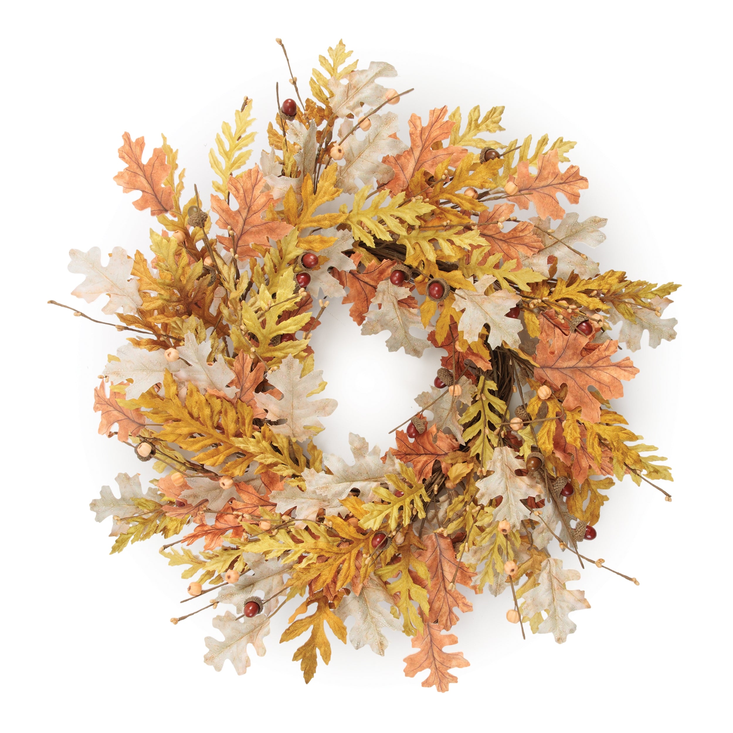 Oak Leaf Wreath 24”D Polyester/Twig