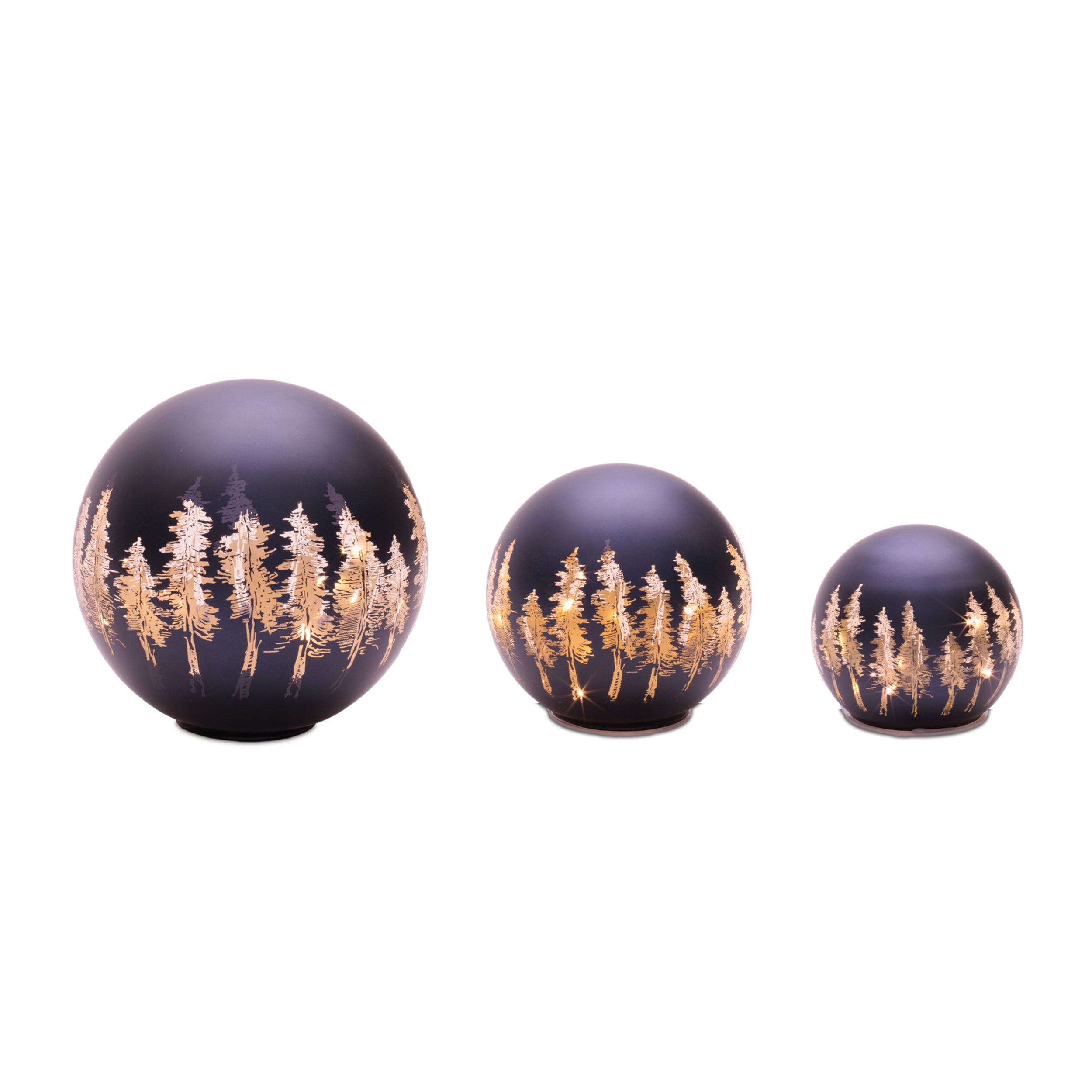 Globe (Set of 3) 4.5"D, 5.5"D, 7.75"D Glass 6 Hr Timer 3 AAA Batteries Not Included