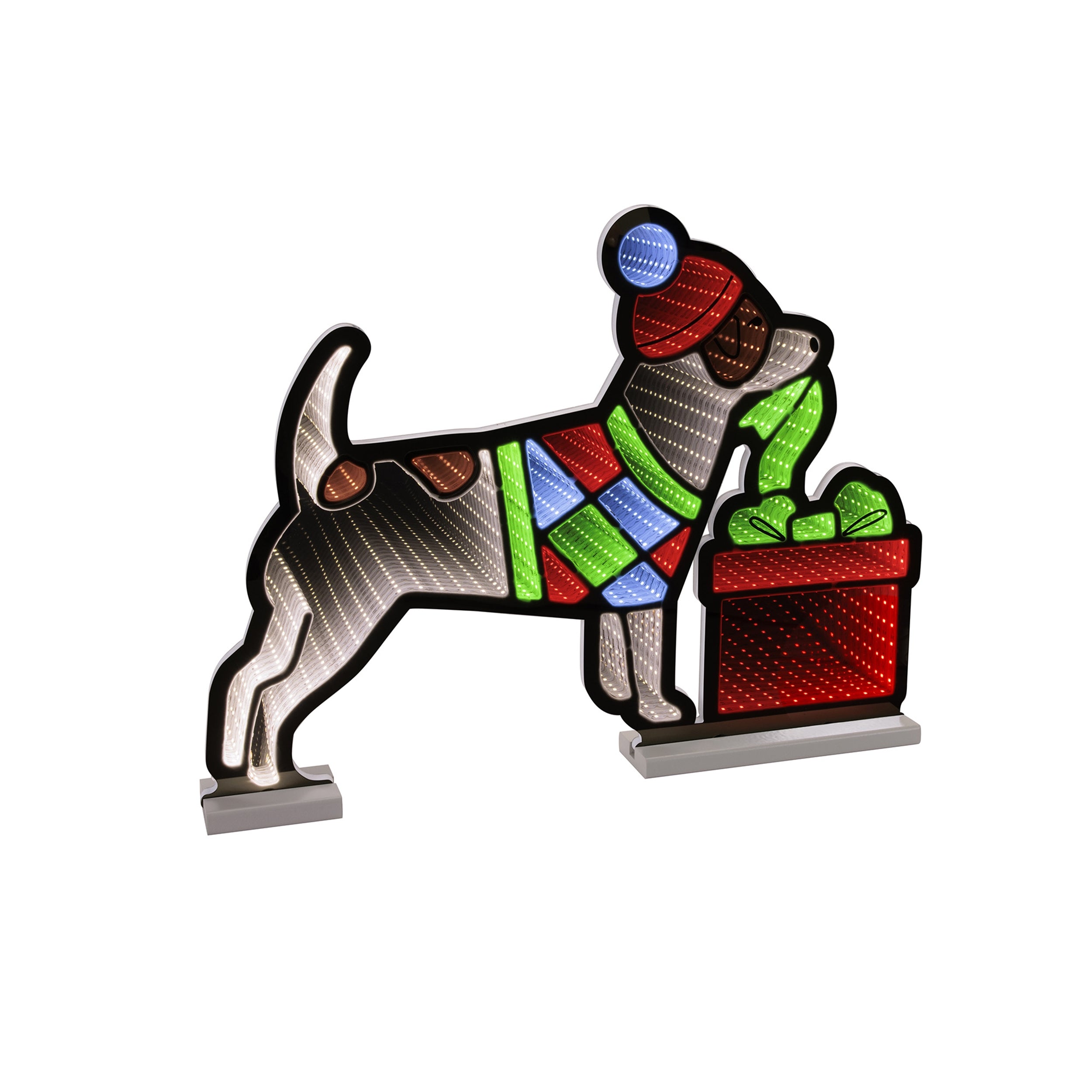 Dog w/Present Ekkolight 24"L x 17.5"H Acrylic UL Plug