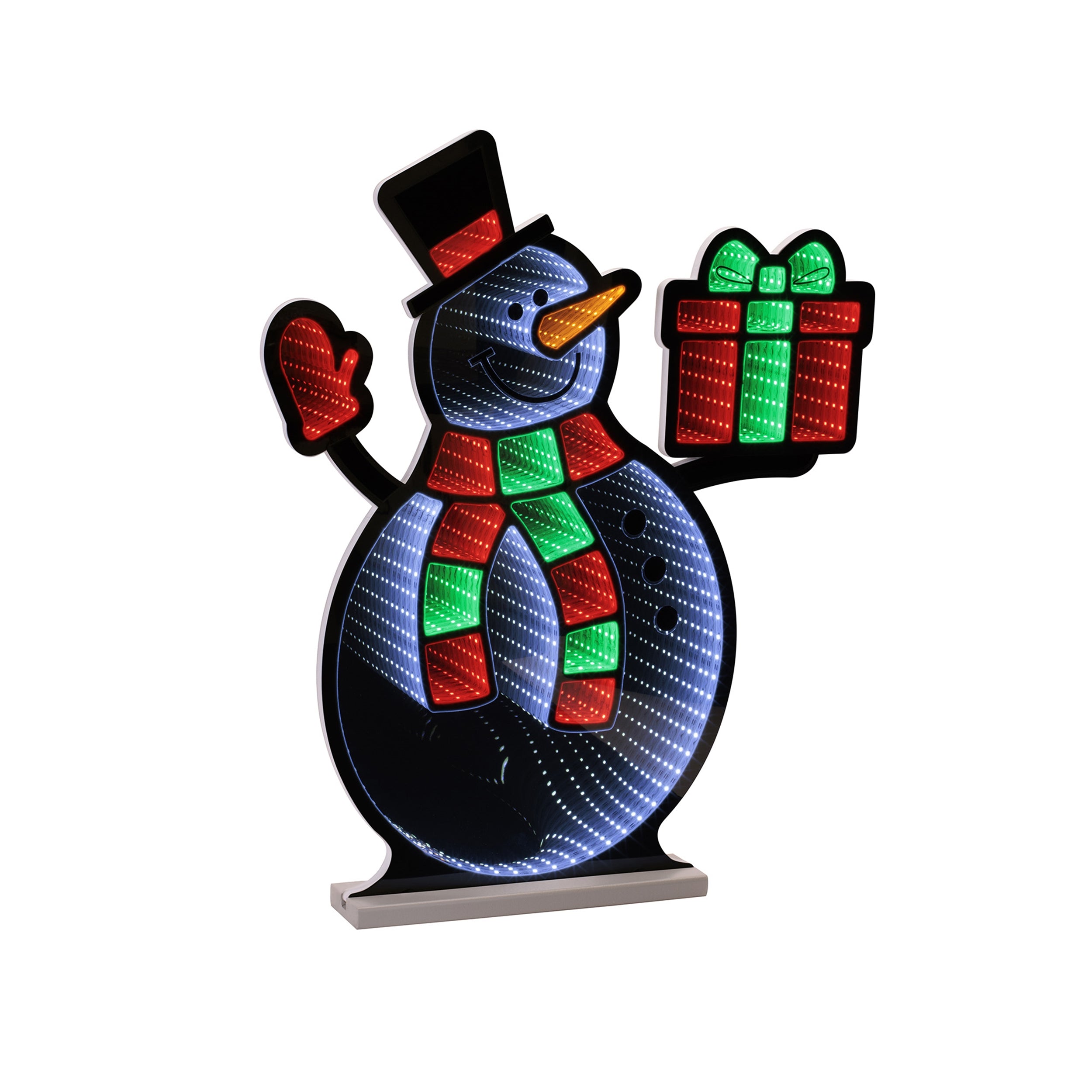 Snowman w/Present Ekkolight 23.5”H Acrylic UL Plug