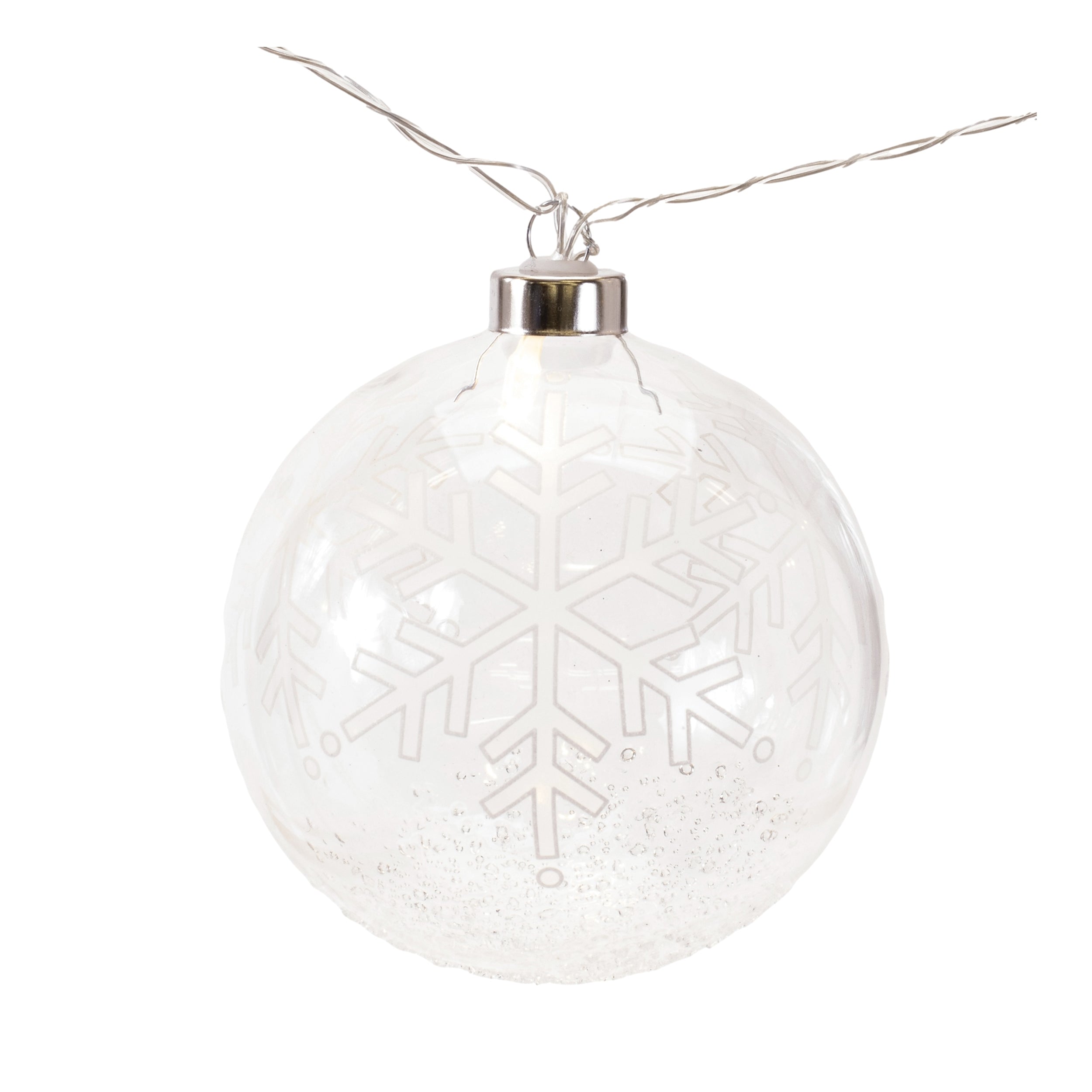 LED Ball Ornament String 3.5”D x 4.5'L Glass 6 Hr Timer 3 AA Batteries Not Included