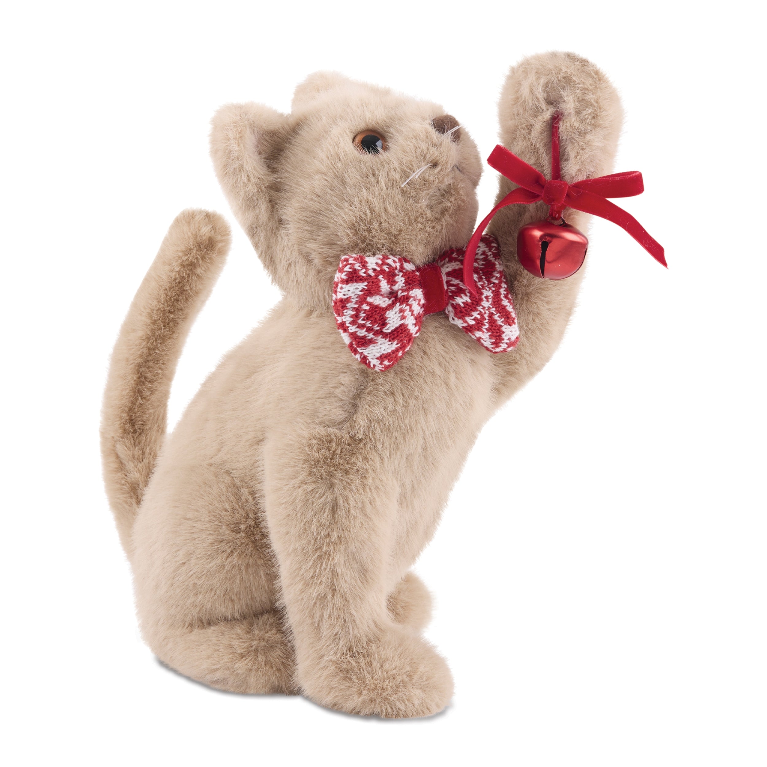 Cat w/Bow 11”H Foam/Faux Fur/Fabric