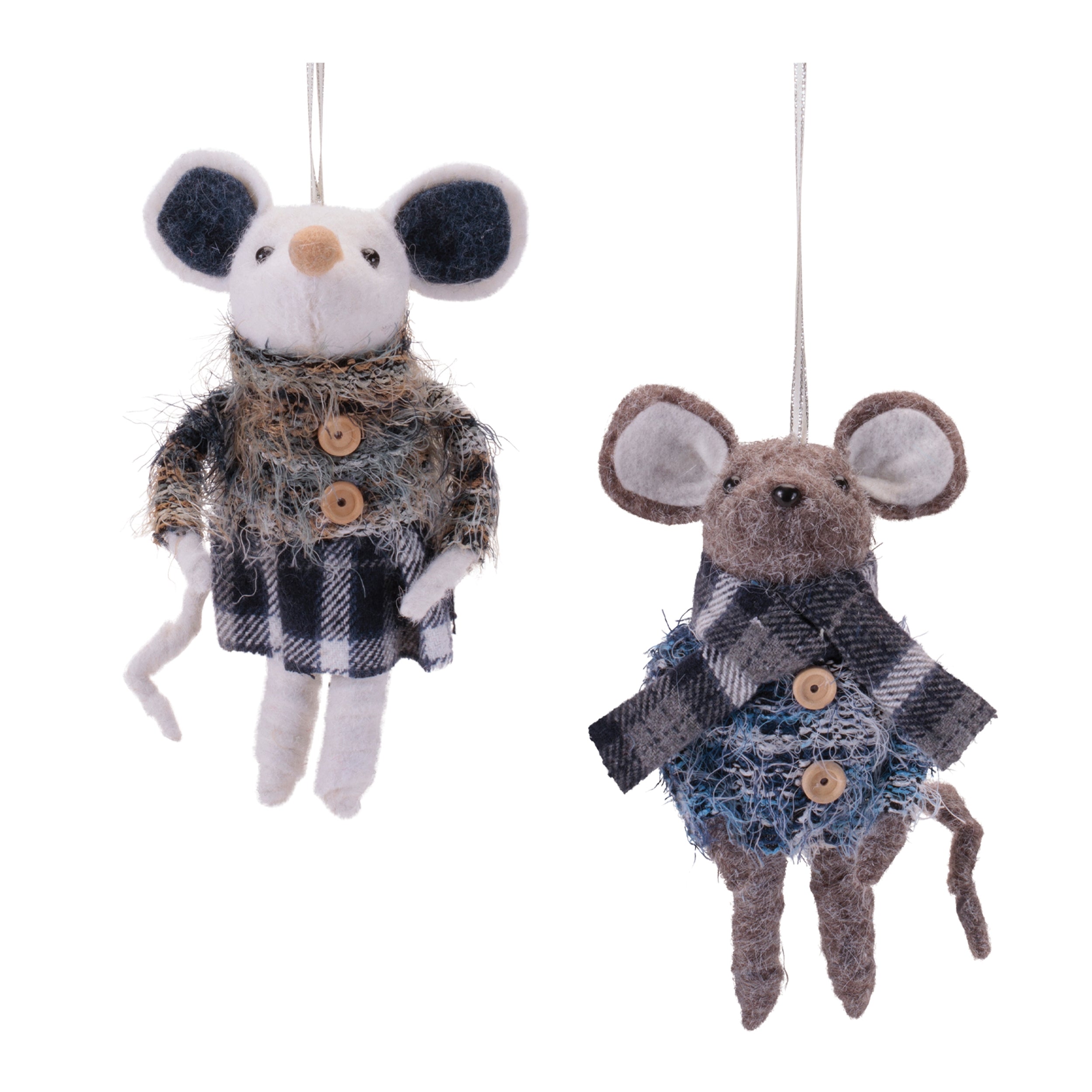 Mouse Ornament (2 set of) 7”H Foam/Polyester
