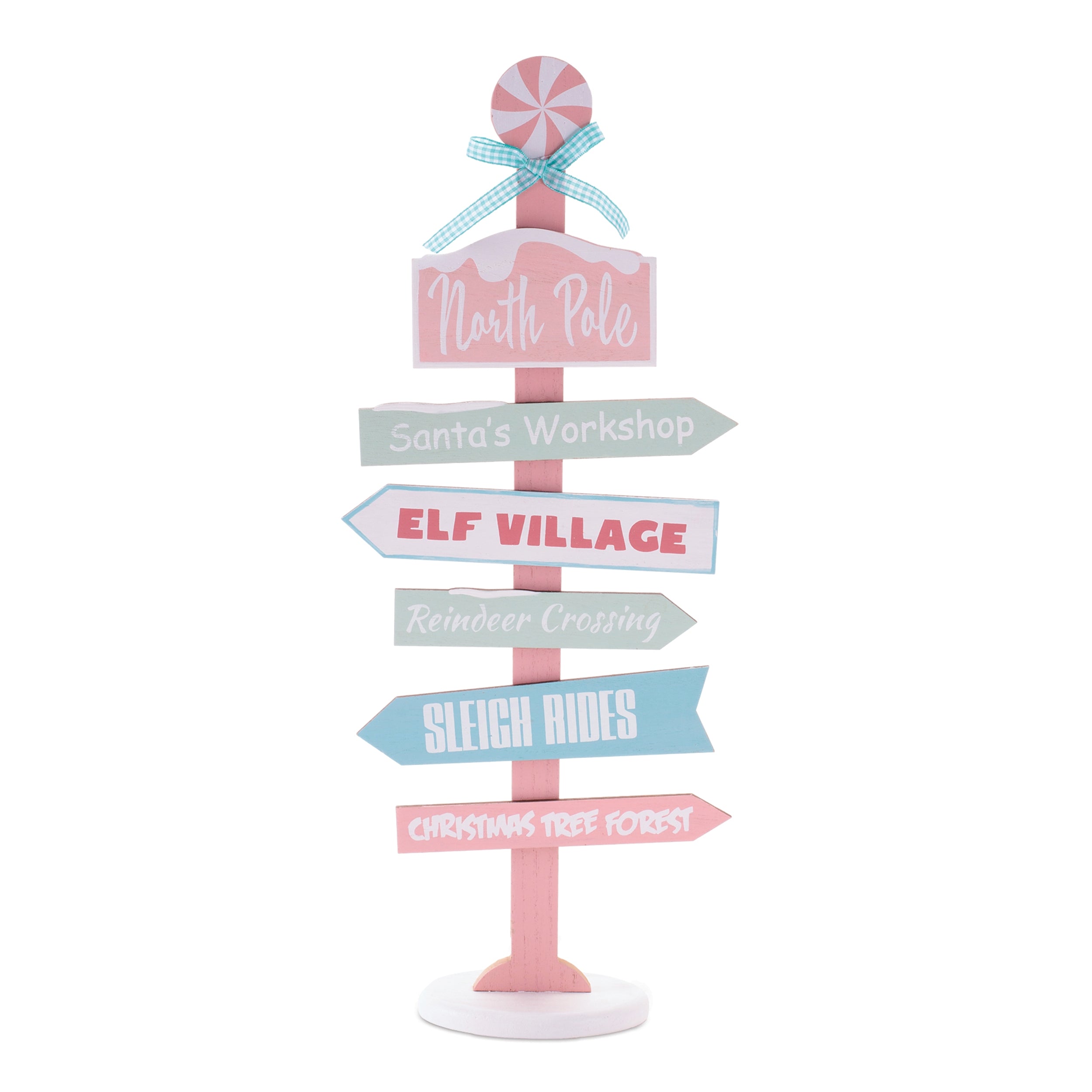 North Pole Sign Post 19.5”H Wood