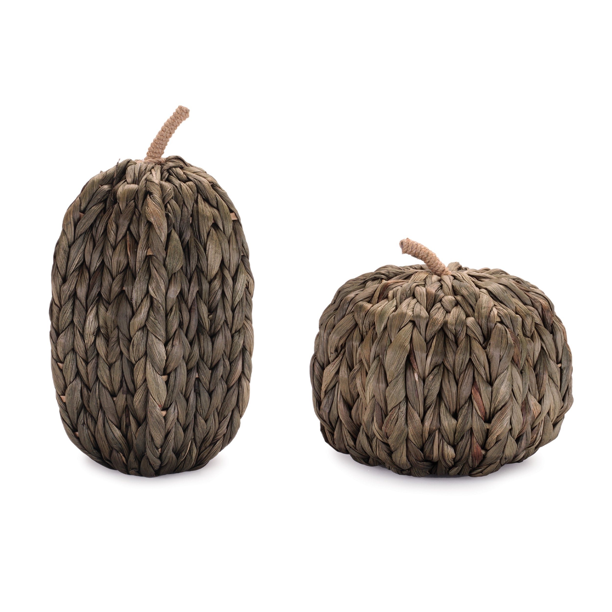 Pumpkin (2 set of) 7"H, 10.75"H Metal/Straw