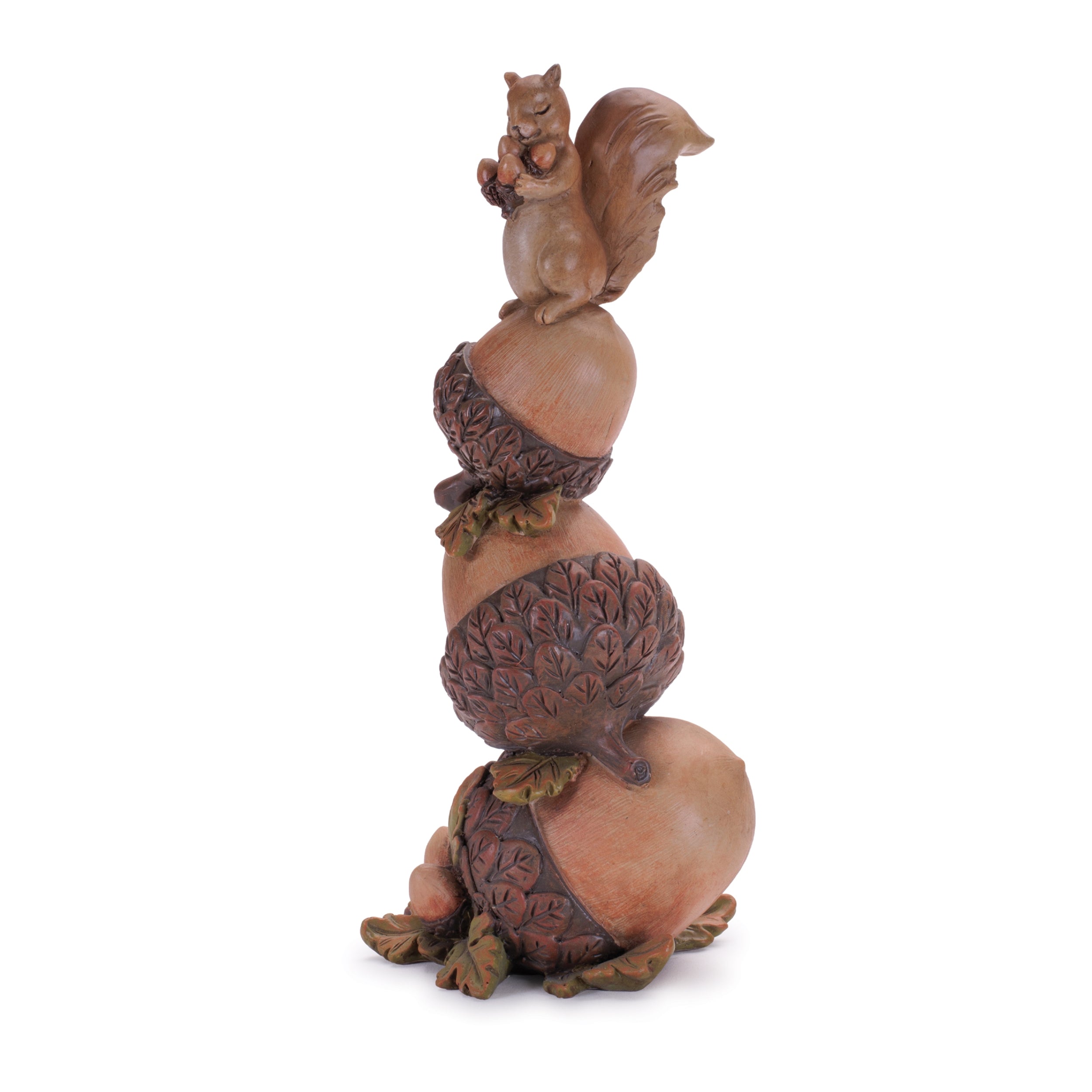 Acorn Stack w/Squirrel 8.5”H Resin