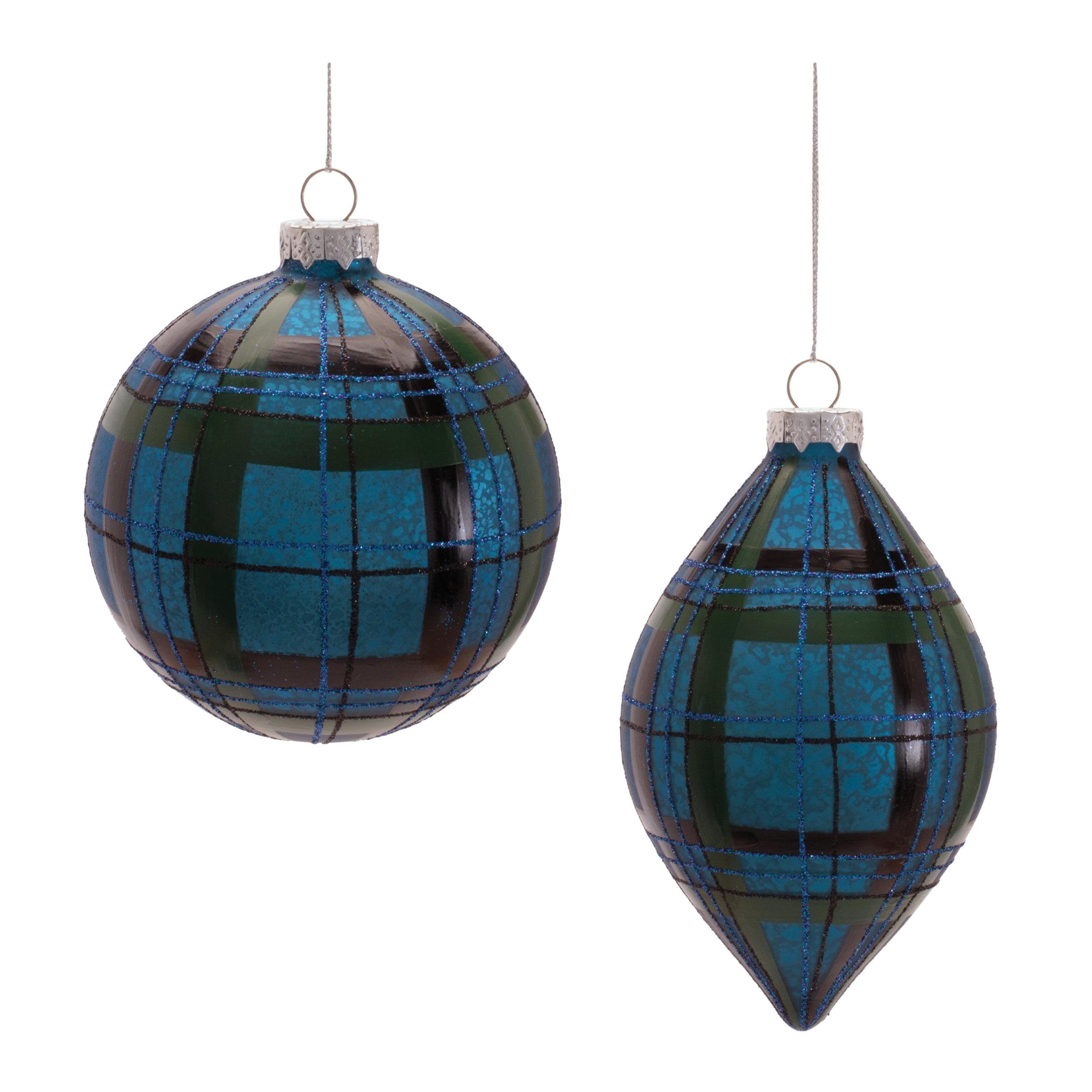 Ornament (2 set of) 4"D, 4.5"H Glass