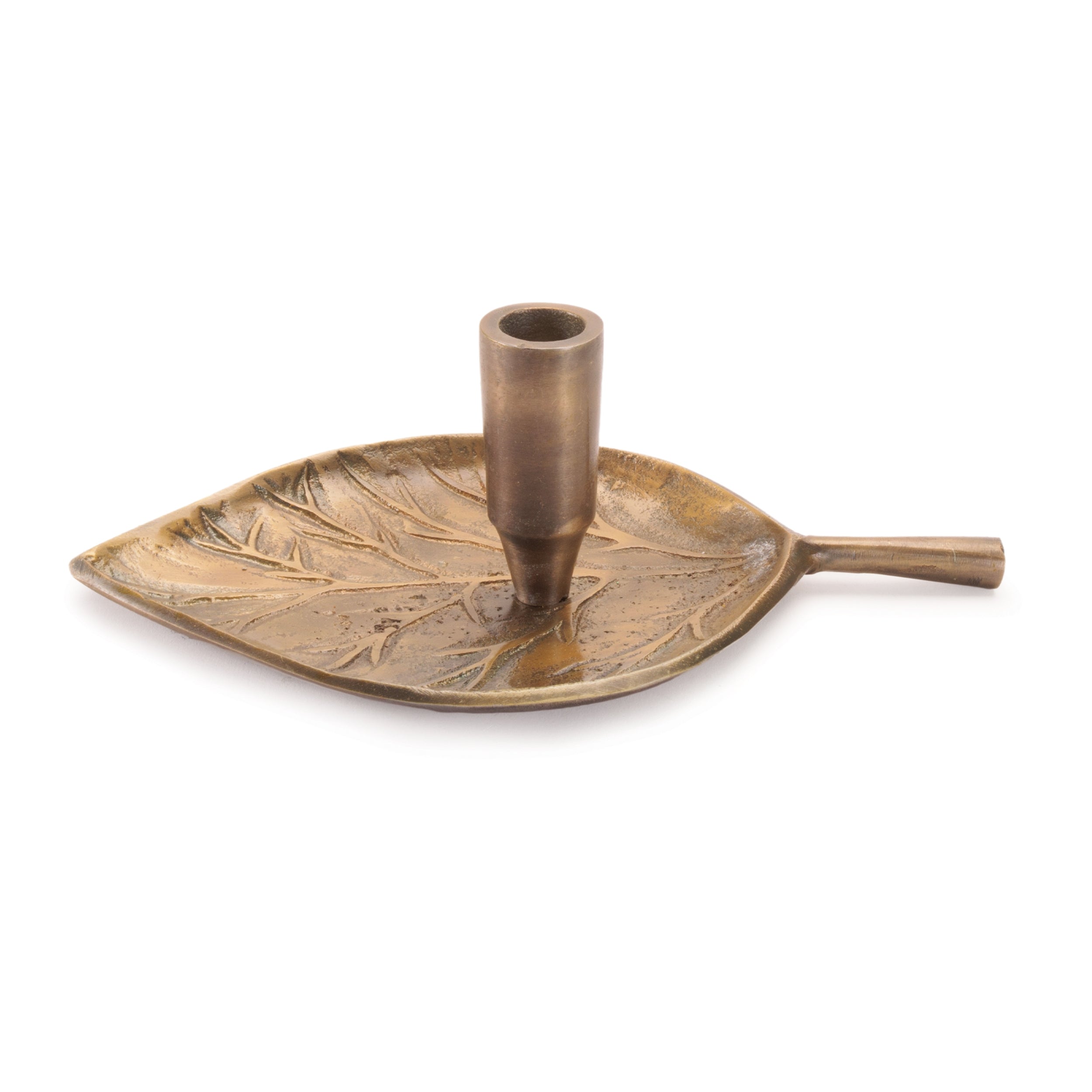 Leaf Taper Candle Holder 8"L x 3"H Aluminum