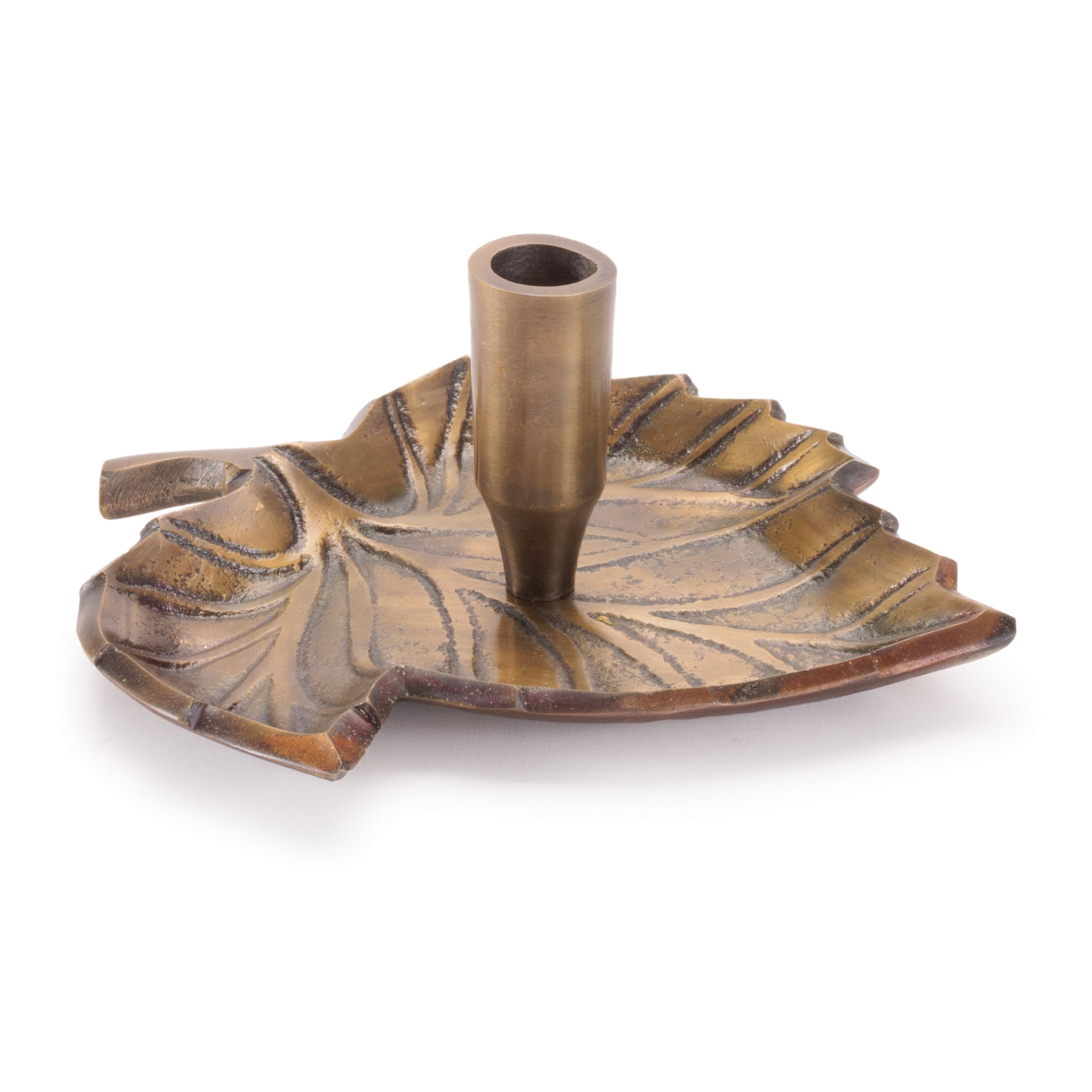 Leaf Taper Candle Holder 5.75"L x 3"H Aluminum