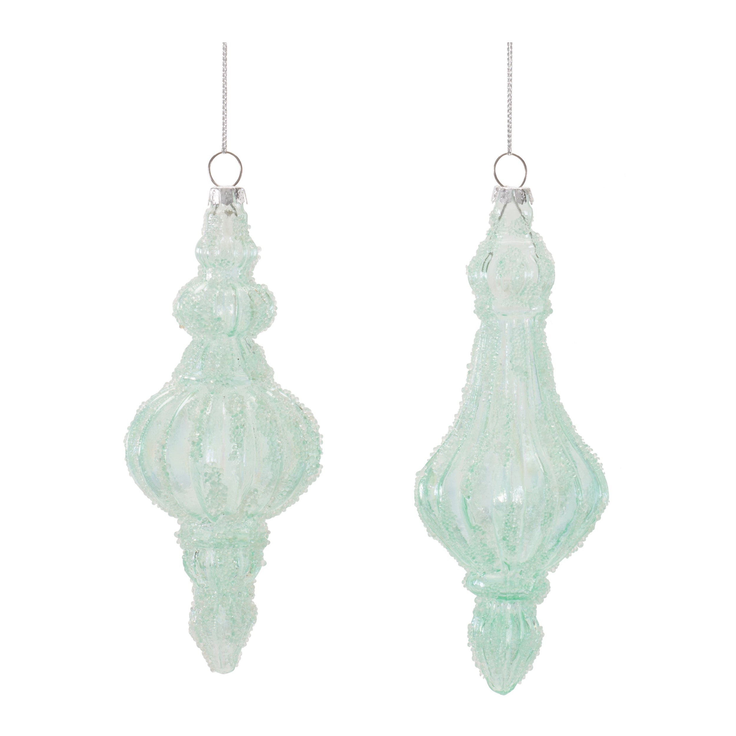 Finial Ornament (2 set of) 5.5"H, 6.5"H Glass