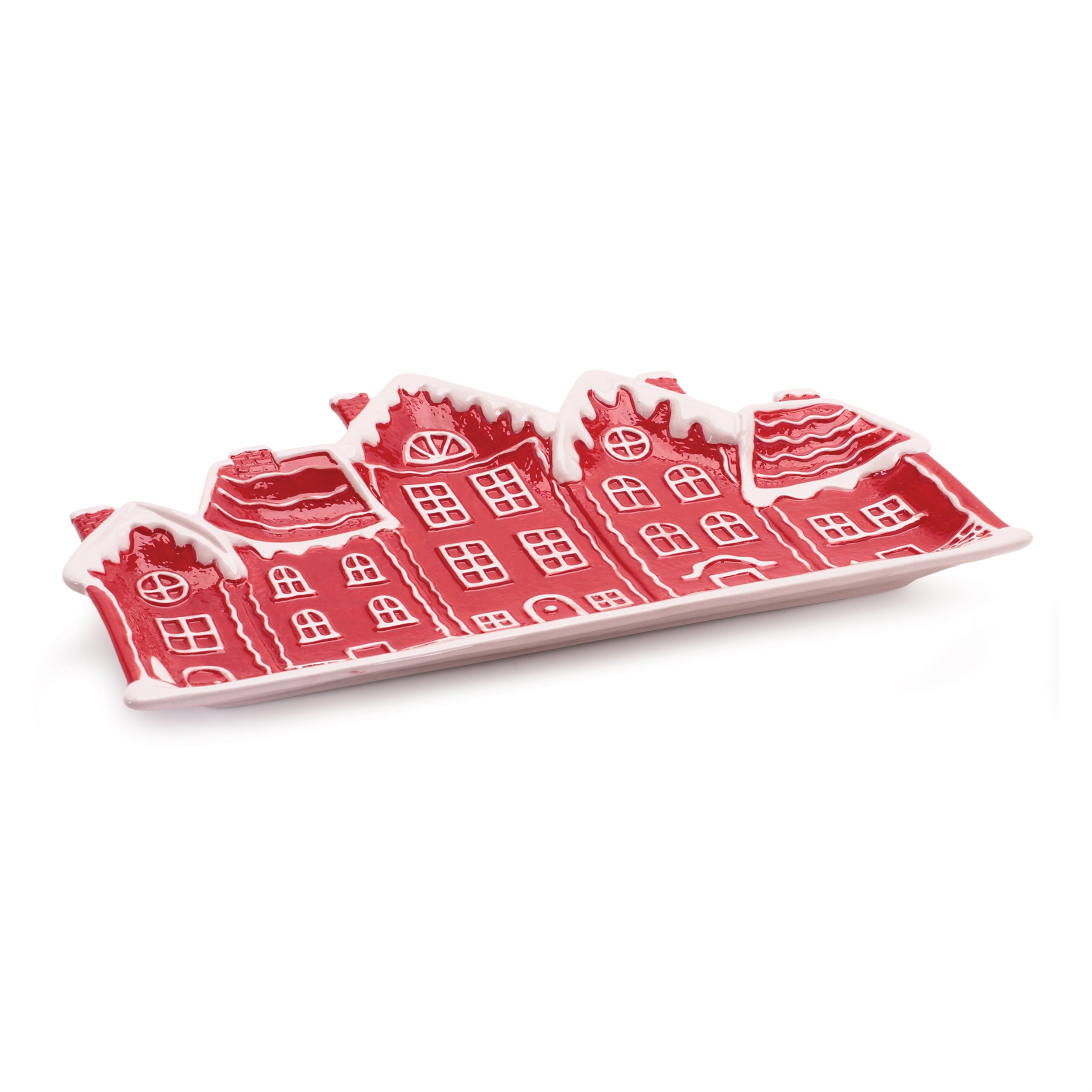 Street w/Houses Platter 12.5"L x 7"W x 1"H Ceramic