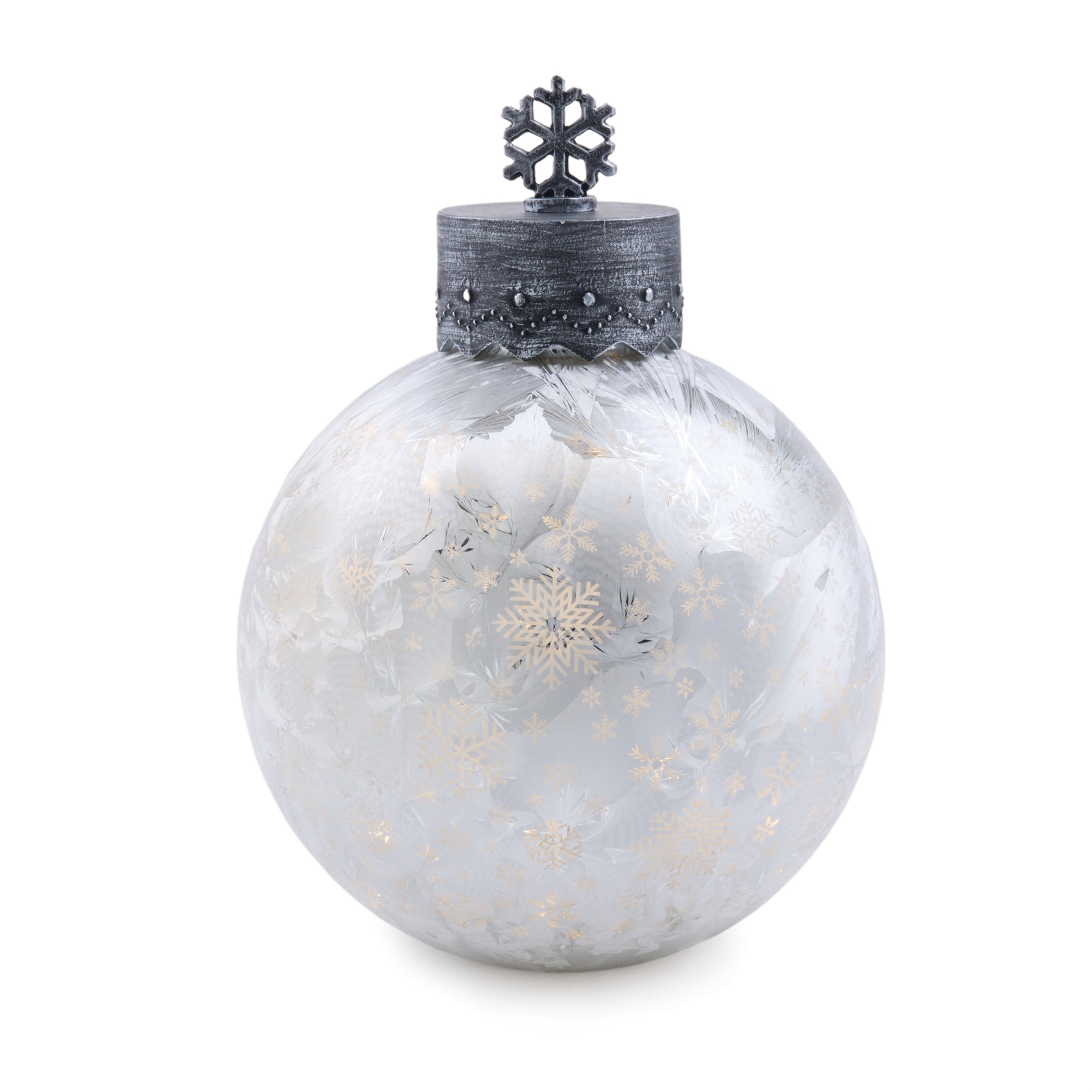 LED Tabletop Ornament 9.5"D x 13"H Glass 6 Hr Timer 3 AAA Batteries Not Included