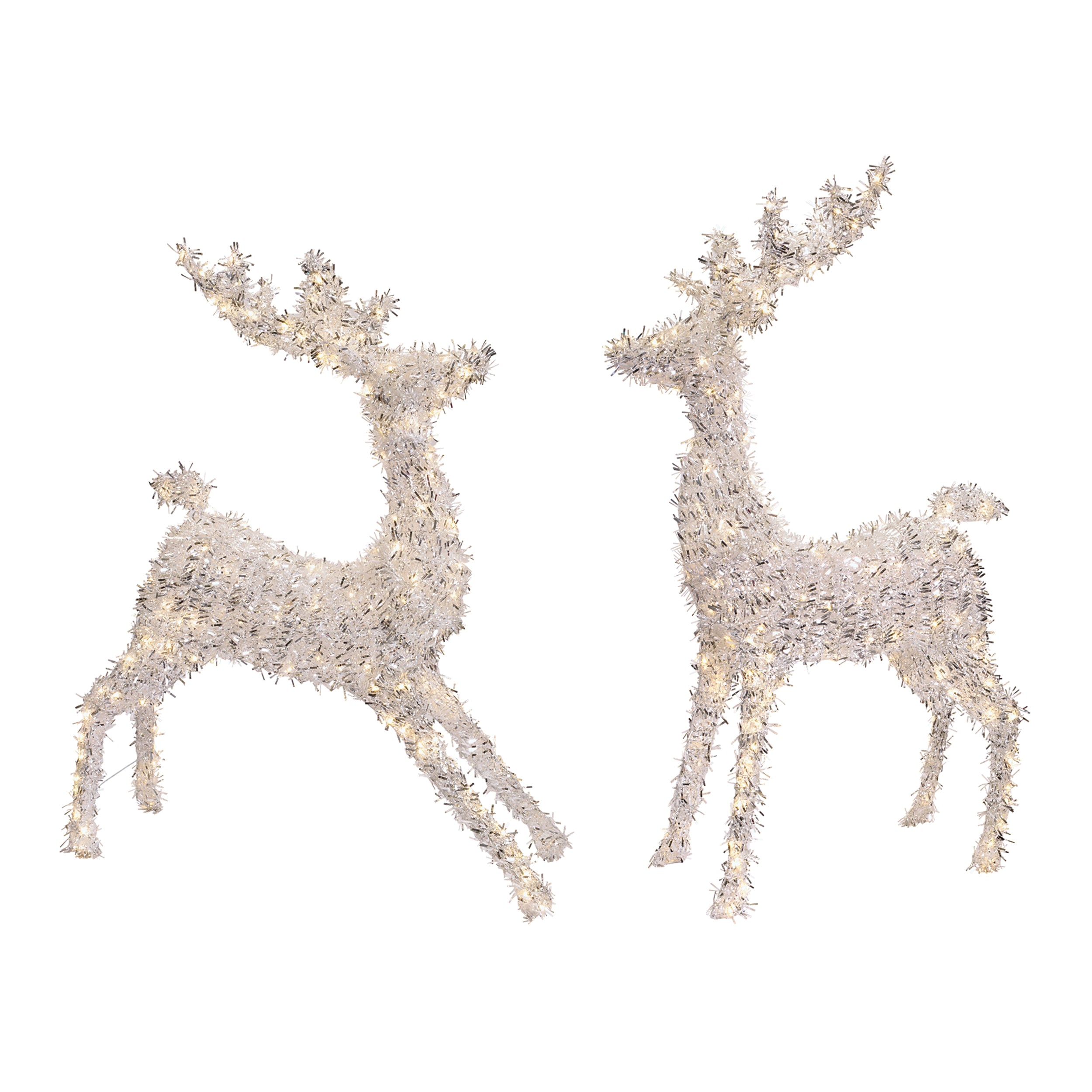 LED Deer (2 set of) 50”H Tinsel/Wire UL Plug