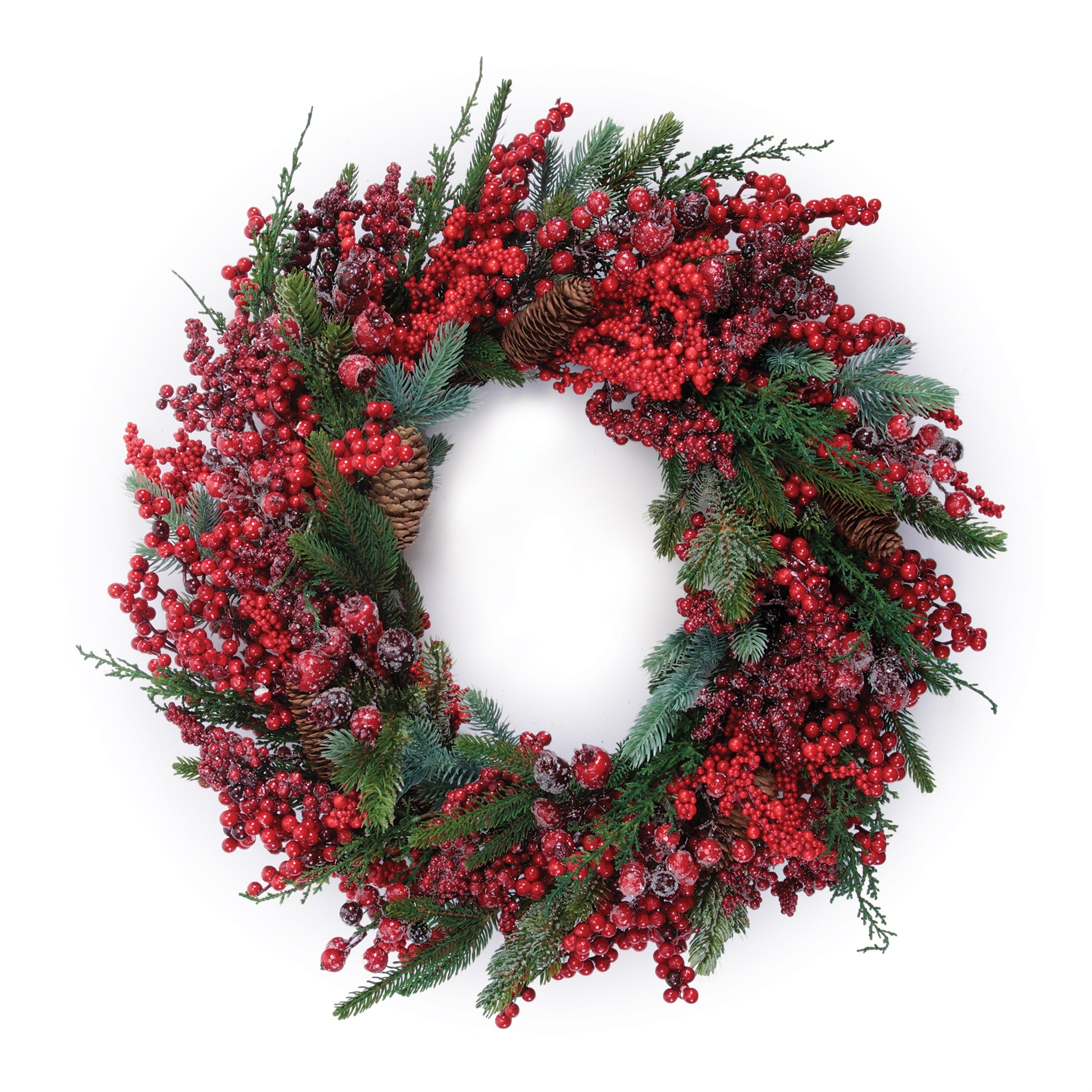 Pine and Mixed Berry Wreath 23”D Foam//Twig