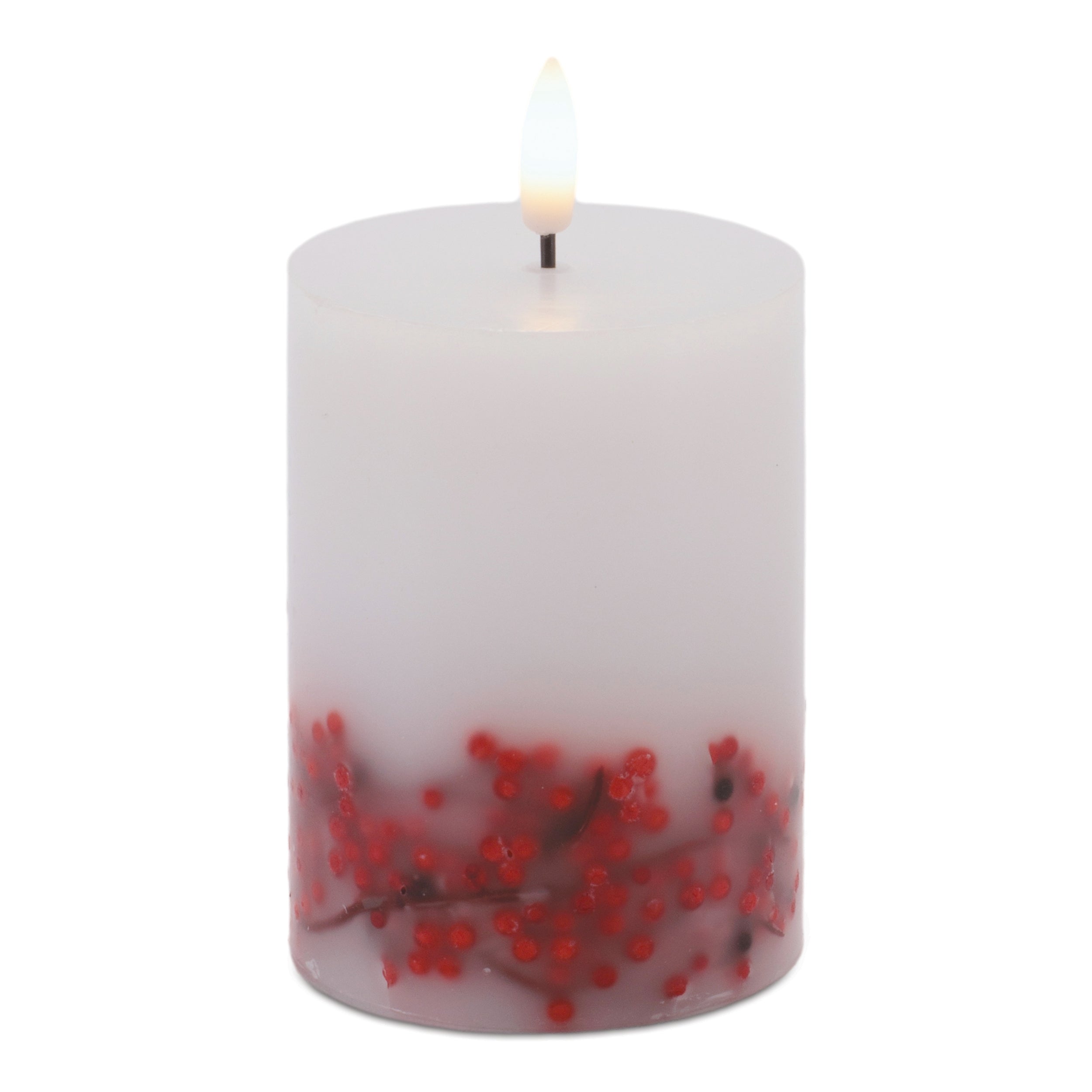 Candle w/Berry 3"D x 4"H Wax/ 4 & 8 Hr Timer 2 C Batteries Not Included
