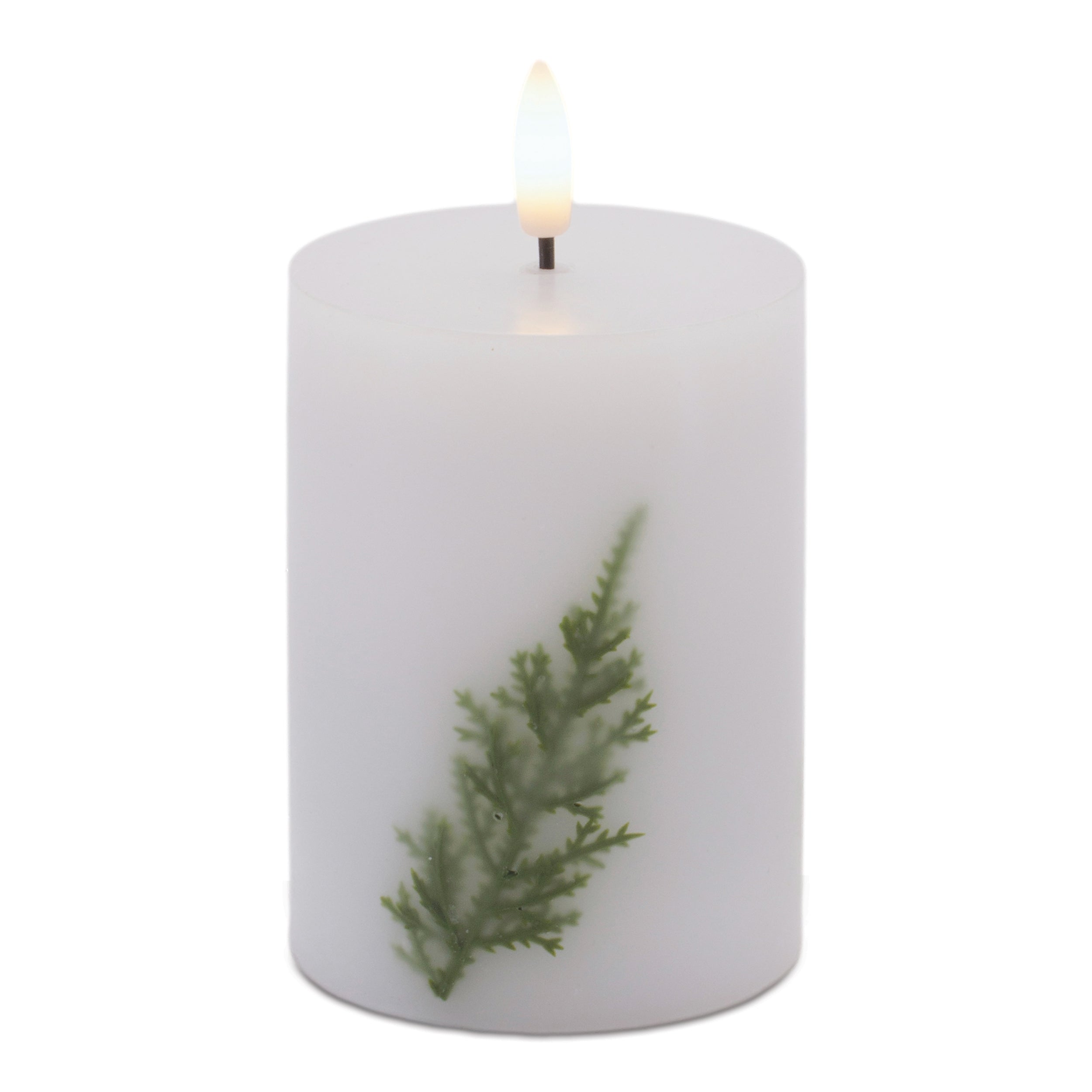 Candle w/Cedar 3"D x 4"H Wax/ 4 & 8 Hr Timer 2 C Batteries Not Included